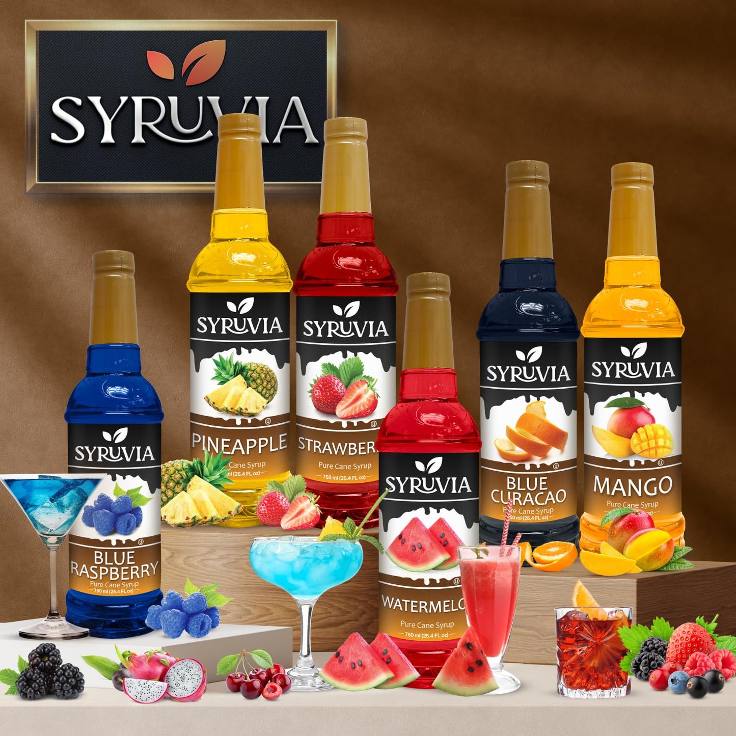 Syruvia Pina Colada Syrup - Premium Flavoring Syrup for Tea, Italian Sodas, Beverages, Desserts, Ice Cream, Cocktails & Mocktails - Kosher, Gluten Free - 25.4 fl oz.