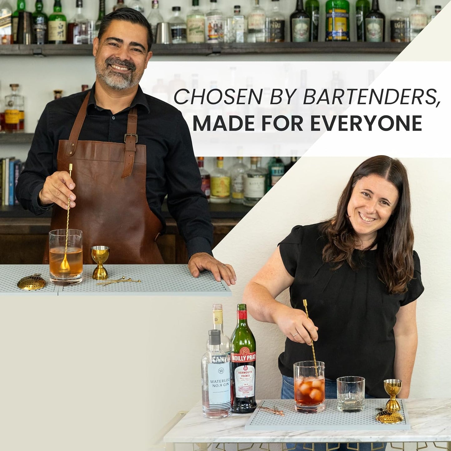 A Bar Above Bar Spoon Set, Spiral Handle, Stainless Steel Mixing Spoons for Cocktail Mixer Set, to Stir and Layer, Basic Professional or Home Bars Accessories (Stainless Steel, Smooth)