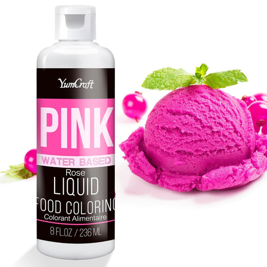 Food Coloring Liquid - Vibrant Color Food Coloring for Cake Decorating, Baking, Easter Egg, Icing - Tasteless Food Color Dye for Fondant, Cooking, Slime, Airbrush (Pink, 8 Fl.oz)