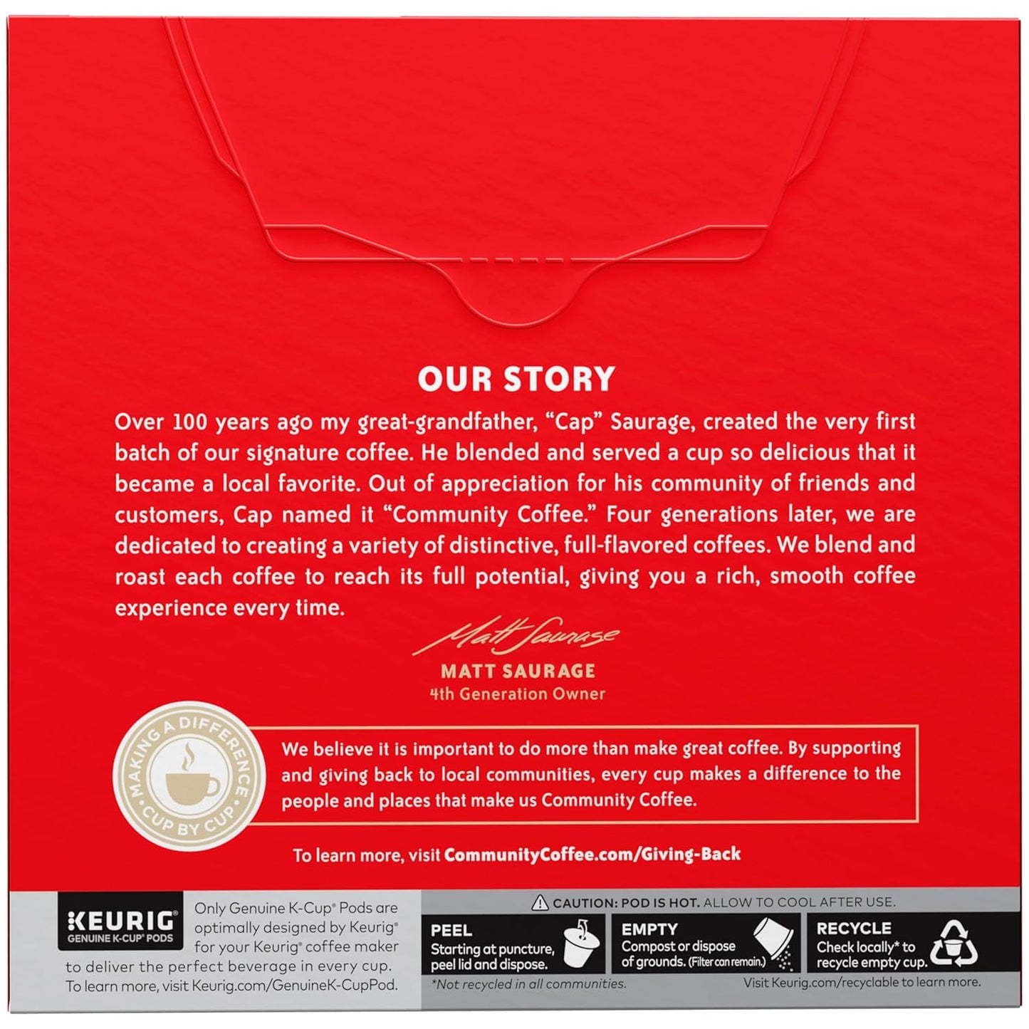 Community Coffee Pecan Praline Flavored, Medium-Dark Roast, Single-Serve Keurig K-Cup Pods, 32 Count (Pack of 4)