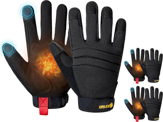 KAYGO Insulated Mechanic Work Gloves,3 Pairs KG127W Winter Thermal Safety Work Gloves for Men and Women, Double Lining,Heavy duty,Improved dexterity,Excellent Grip,Ideal for outdoor jobs,M