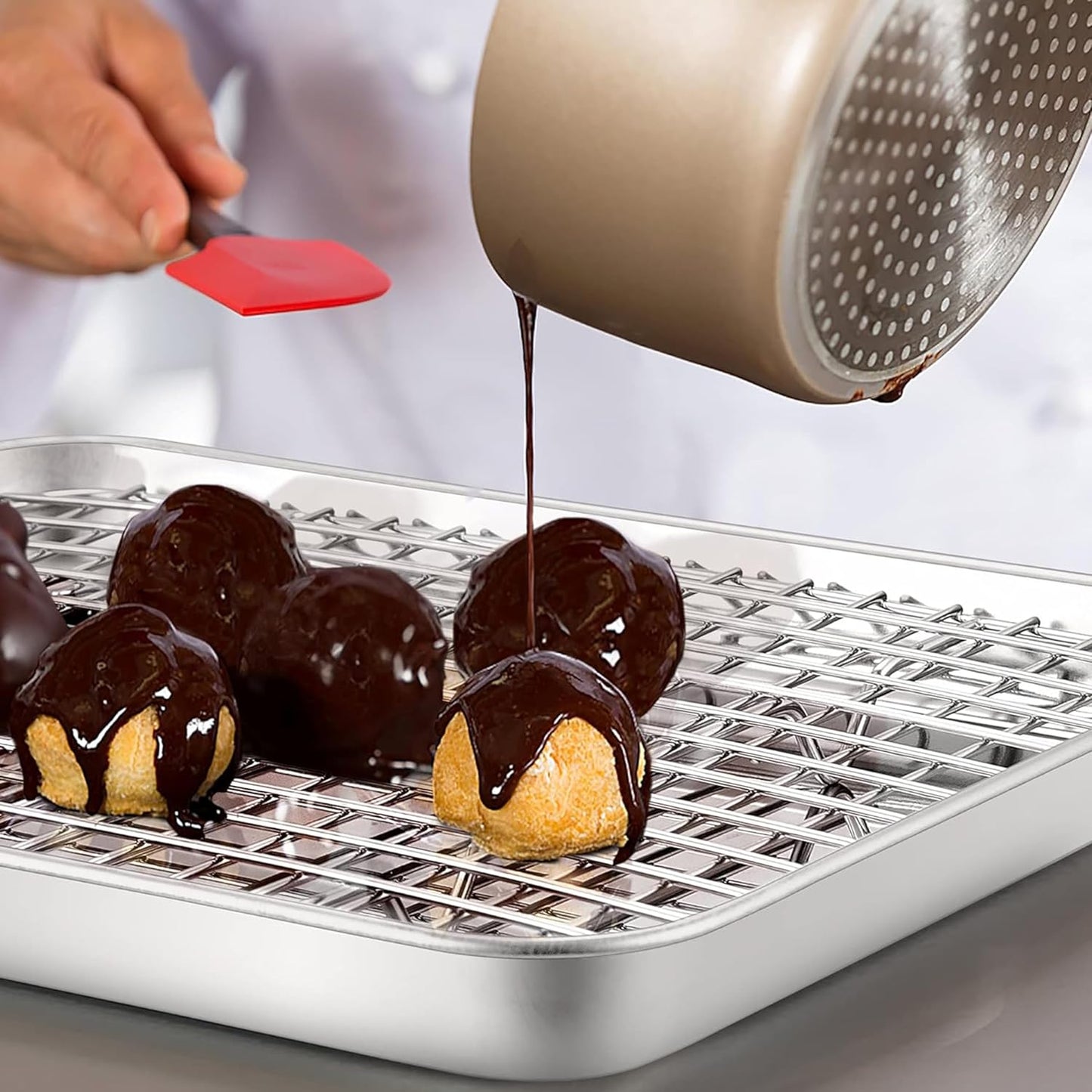 Stainless Steel Cooling Rack Size - Small, 8 x 11.75 Inches, Dishwasher-Safe, Oven Safe, Cookie Cooling Racks for Baking & Cooking - Pack of 6