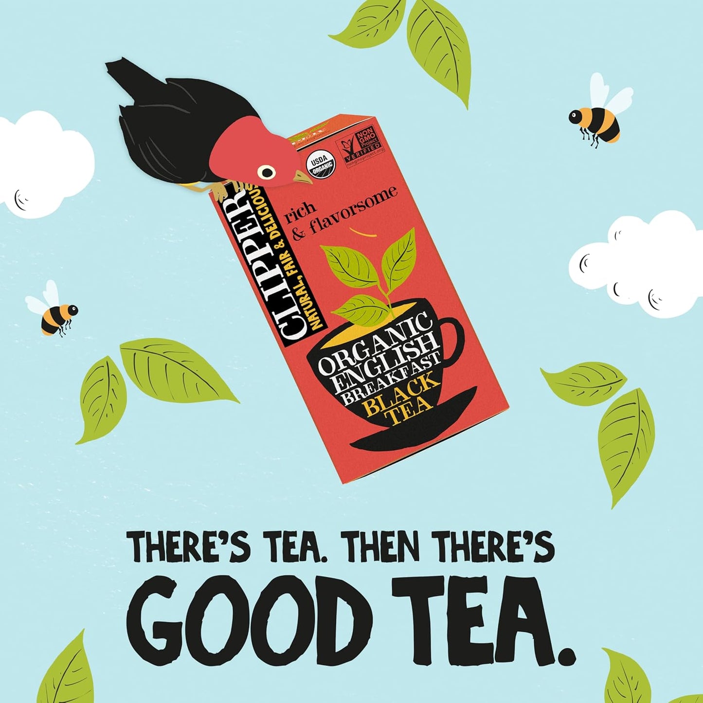 Clipper Tea Organic Fairtrade English Breakfast, Big Ben - USDA Organic, Non-GMO, Fair Trade, Sustainable Caffeinated Tea, 1 Pack, 20 Unbleached Tea Bags