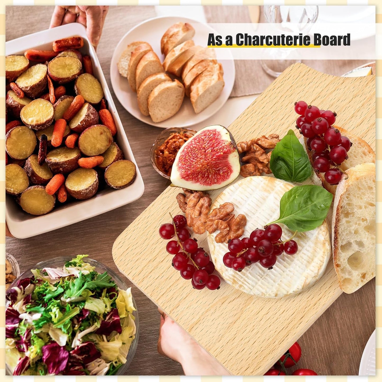 Lounsweer 6 Pcs Thicken Cutting Board Bulk Wood Board for Chopping Serving Charcuterie Material for Laser Engraving Mother' Day Wedding Housewarming Gift