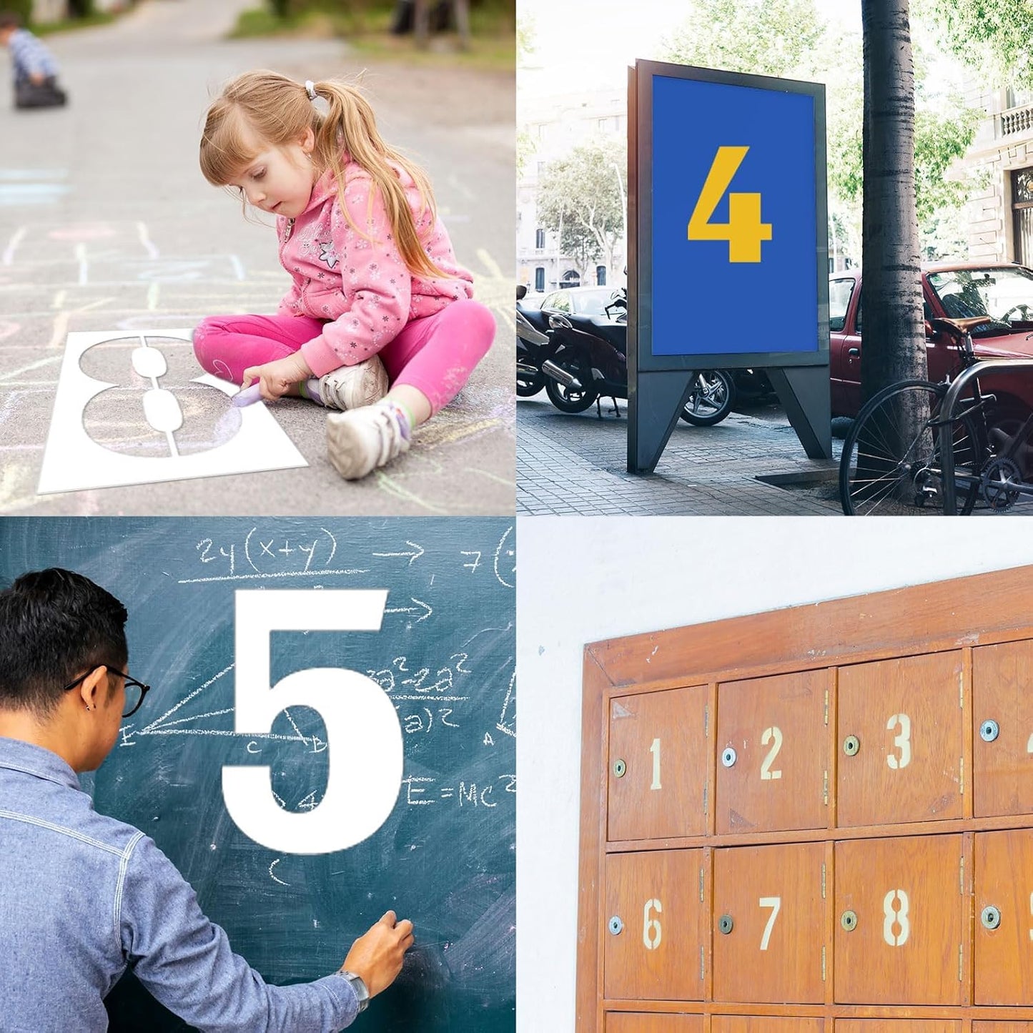 18 Inch Number Stencils Set, Large 0-9 Plastic Address Number Stencils Reusable Cake Digital Templates for Painting on Wall,Wood,Parking Lot,Mailbox and DIY Art Projects