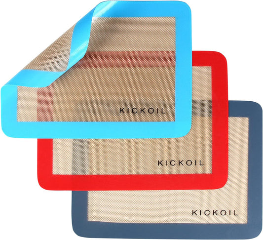 Small Silicone Baking Mats Quarter Sheet Non Stick Reusable Silicone Oven Liners, BPA Free, Food Grade Baking Mats for Cookies, Macarons Bread & Pastry, Toaster Pad Set of 3 Pack 11.6'' x 8.5''