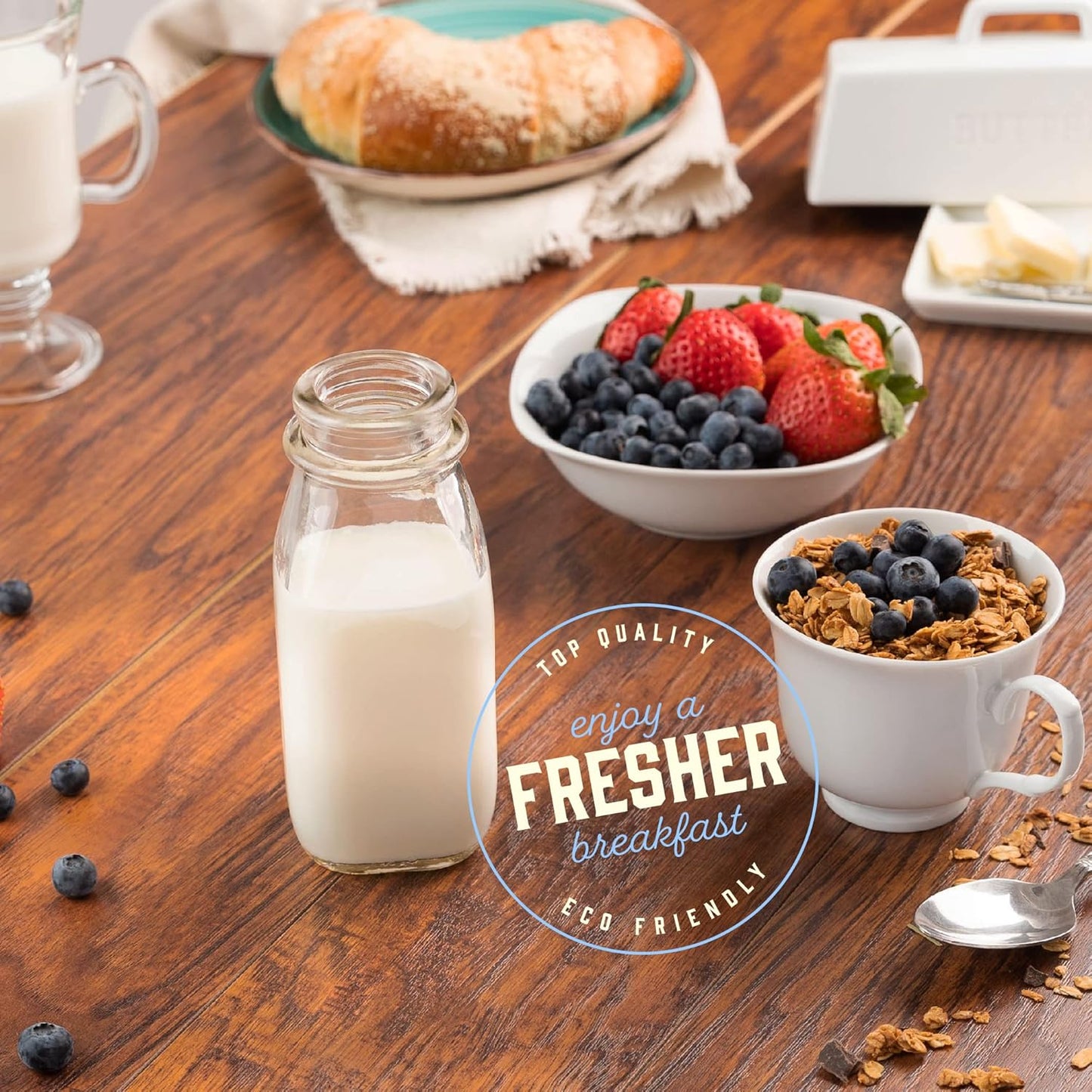 kitchentoolz 12 Oz Square Glass Milk Bottle with Lids- Perfect Milk Container for Refrigerator - 12 Ounce Glass Milk Bottle with Tamper Proof Lid and Pour Spout - Pack of 1