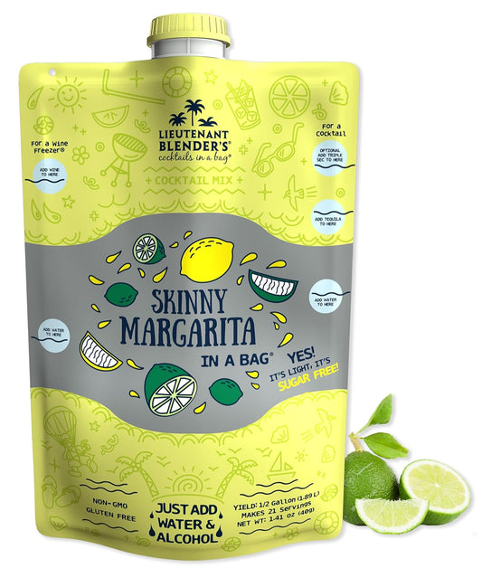 Lt. Blender's Skinny Margarita in a Bag - Skinny Margarita Mix - Each Bag Makes 1/2 Gallon of Keto Friendly Skinny Mixes – Low Carb Margarita Mix – Add Liquor, Wine or as Mocktails (Pack of 1)