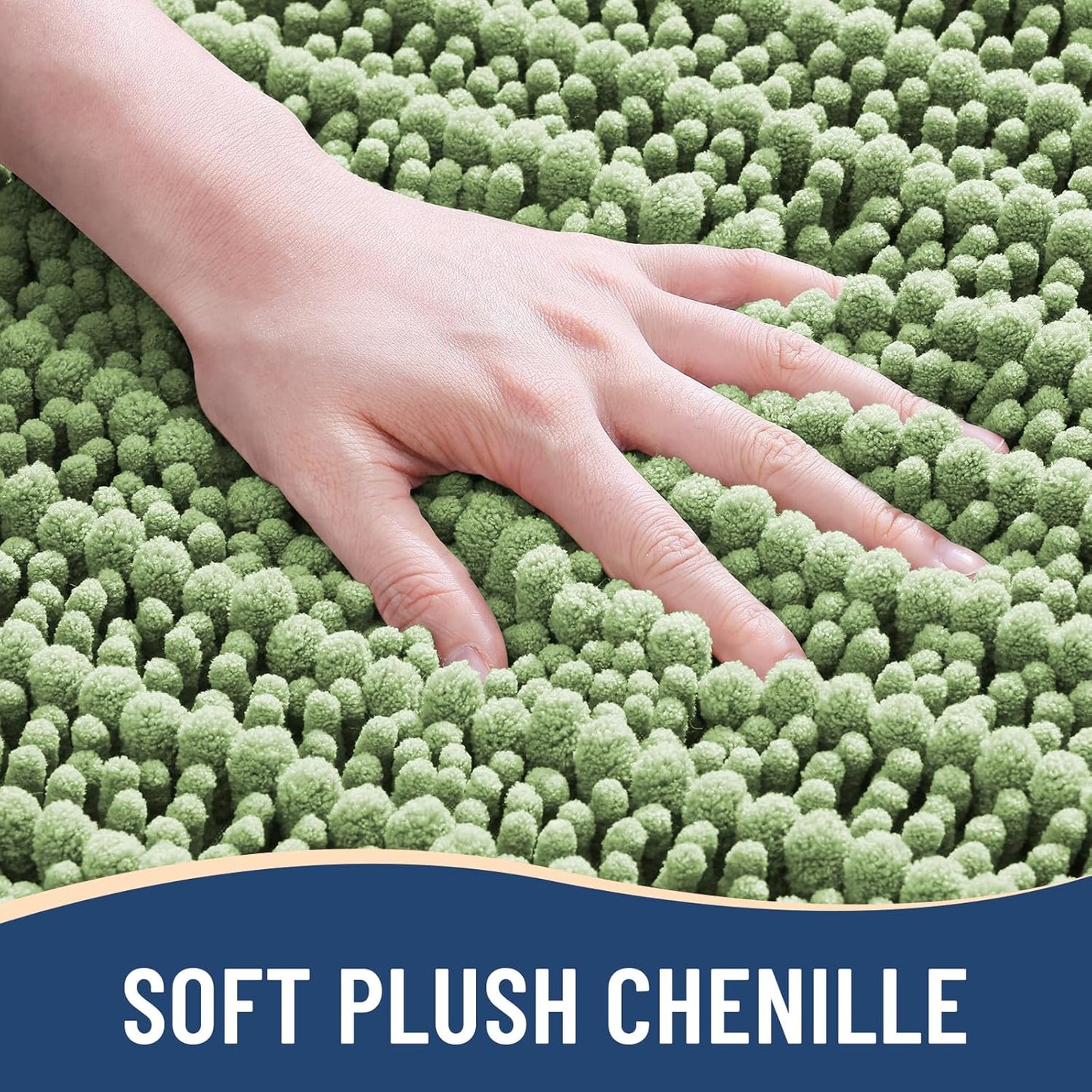 Arotive Luxury Chenille Bathroom Rug Mat, Extra Soft Thick Absorbent Shaggy Bath Rugs, Non-Slip Machine Wash Dry, Plush Bath Mats for Bathroom, Shower and Tub, 30x20, Sage Green