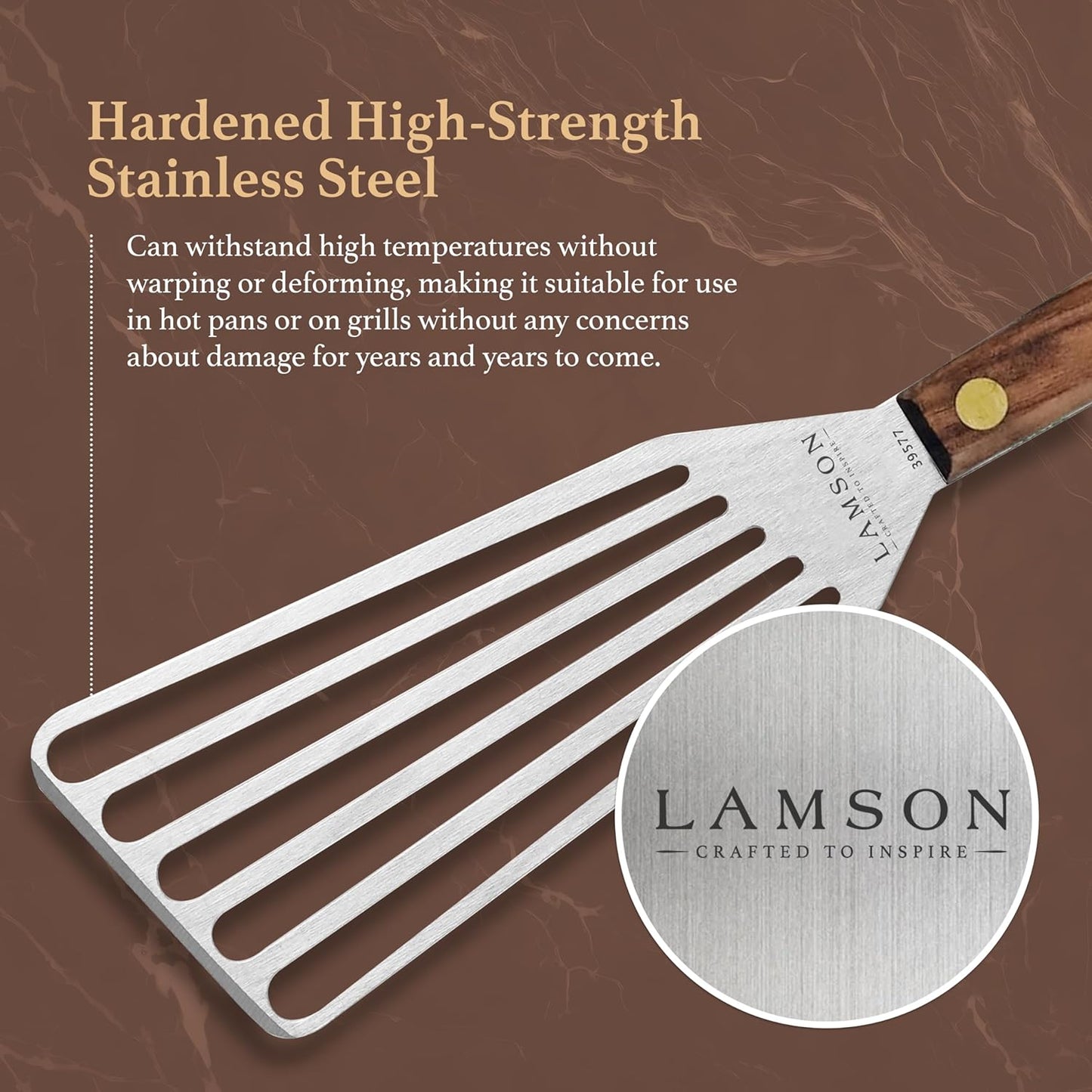 Lamson 3" x 6" Dough (Bench) Scraper and 3' x 6" Chef's Slotted Turner with Walnut Handle - Right-Hand
