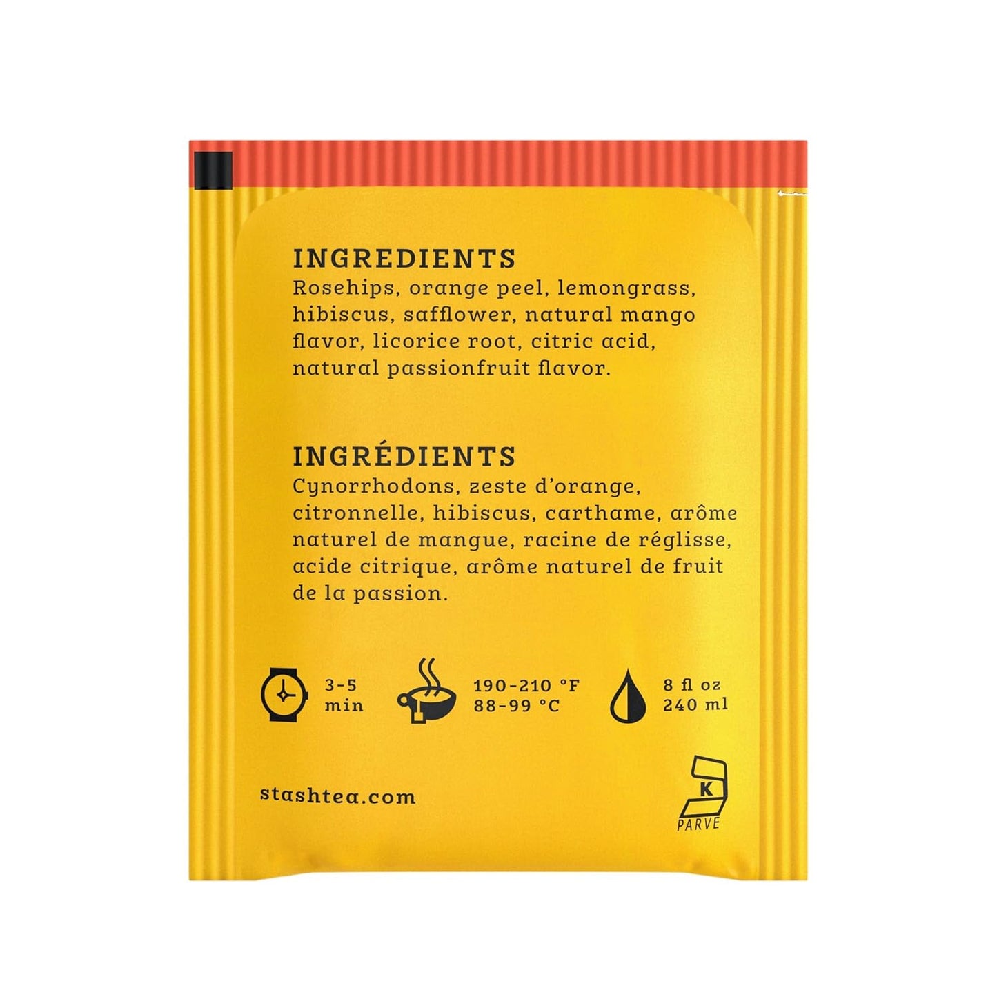 Stash Tea Mango Passionfruit Herbal Tea - Naturally Caffeine Free, Non-GMO Project Verified Premium Tea with No Artificial Ingredients, 20 Count (Pack of 6) - 120 Bags Total