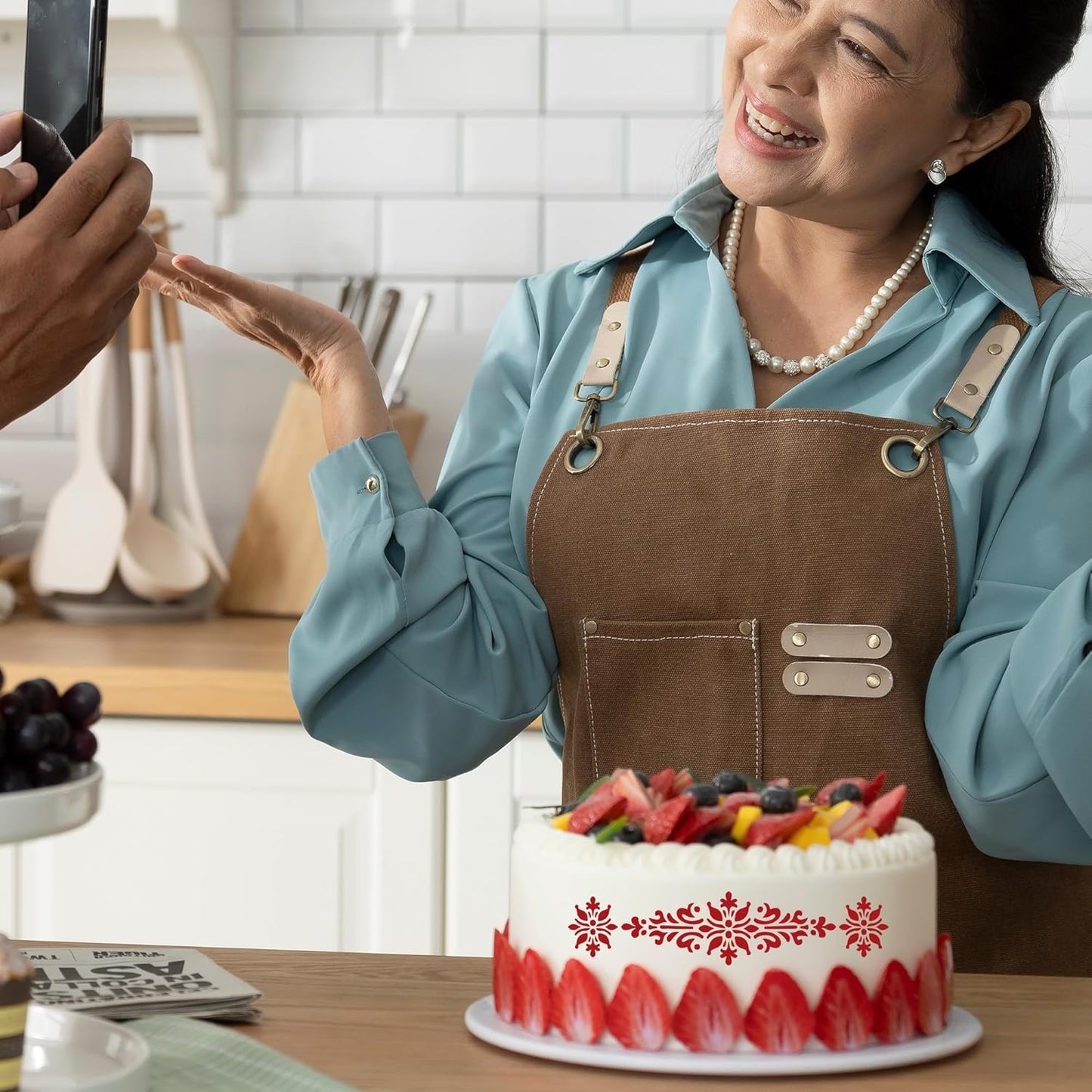 Cake Stencils Decorating for Baking - 12 Pcs Reusable Floral Border Stencils, Mexican Art Flower Lace Stencil, Buttercream Templates for Painting on Wood Crafts