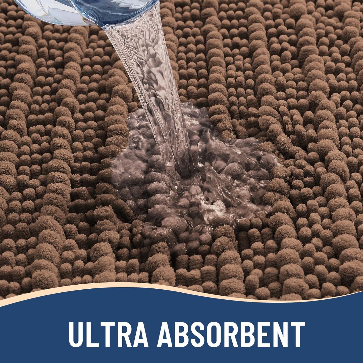 Arotive Luxury Chenille Bathroom Rug Mat, Extra Soft Thick Absorbent Shaggy Bath Rugs, Non-Slip Machine Wash Dry, Plush Bath Mats for Bathroom, Shower and Tub, 30x20, Mocha