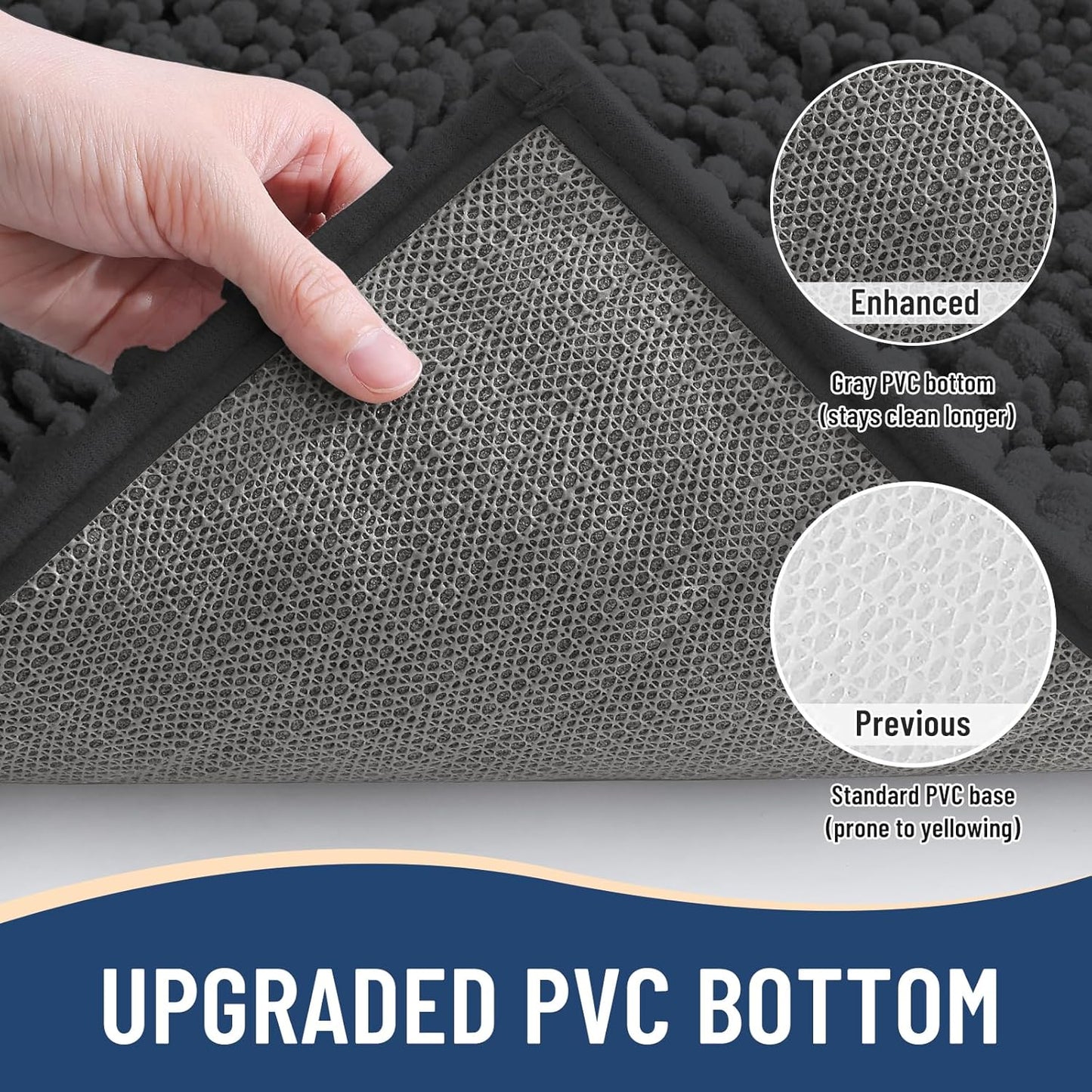 Arotive Luxury Chenille Bathroom Rug Mat, Extra Soft Thick Absorbent Shaggy Bath Rugs, Non-Slip Machine Wash Dry, Plush Bath Mats for Bathroom, Shower and Tub, 40x24, Dark Grey