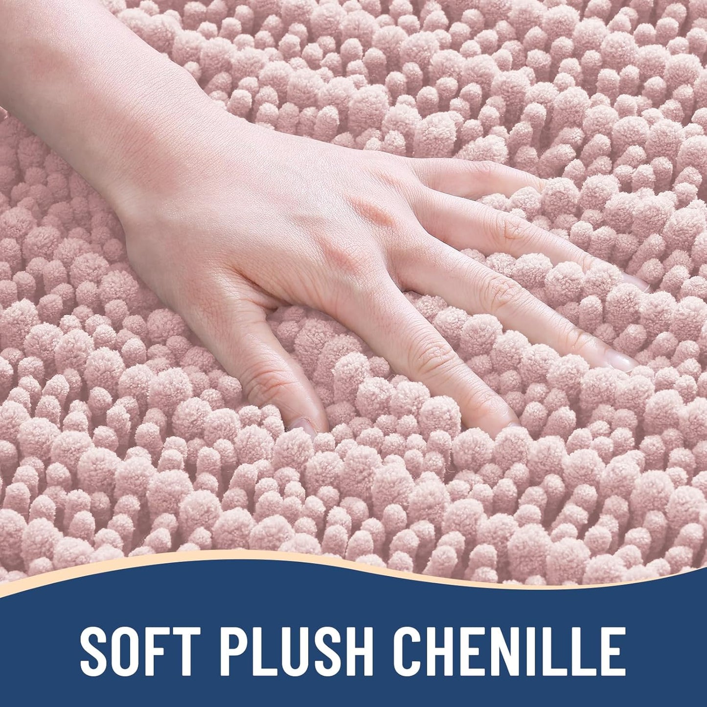 Arotive Luxury Chenille Bathroom Rug Mat, Extra Soft Thick Absorbent Shaggy Bath Rugs, Non-Slip Machine Wash Dry, Plush Bath Mats for Bathroom, Shower and Tub, 36x24, Dirty Pink