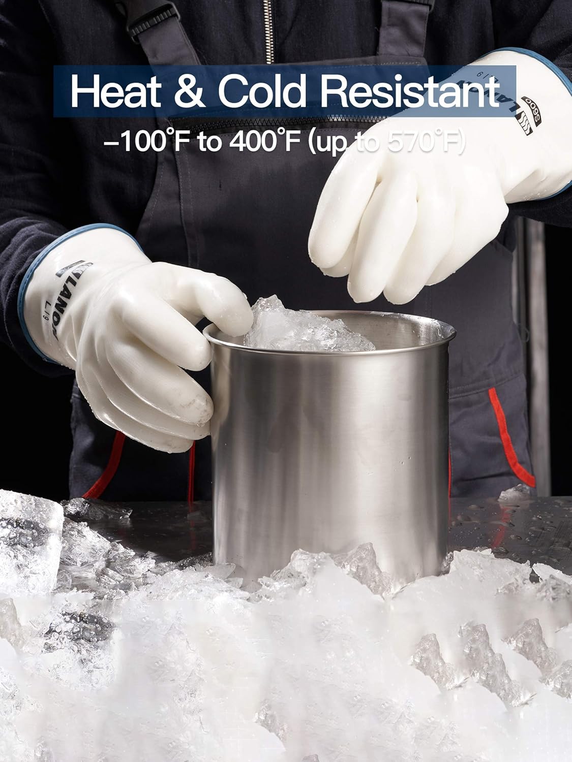 LANON Protection Wahoo Liquid Silicone Smoker Oven Gloves, Food-Contact Grade, Heat Resistant Gloves for Cooking, Grilling, Baking, White, L/9