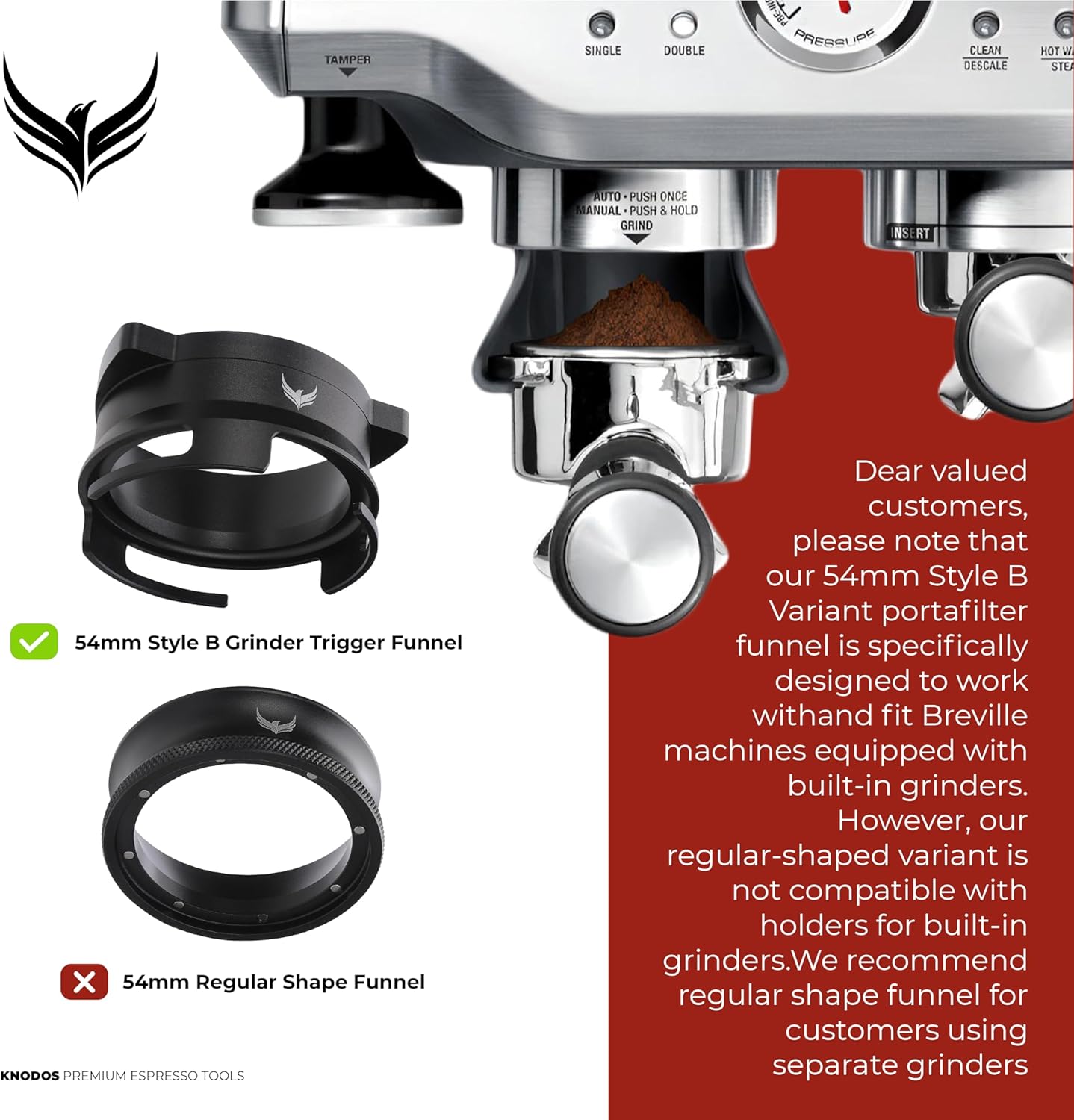 Magnetic 54mm Dosing Funnel & Espresso Puck Screen For Breville Espresso Machine Portafilter