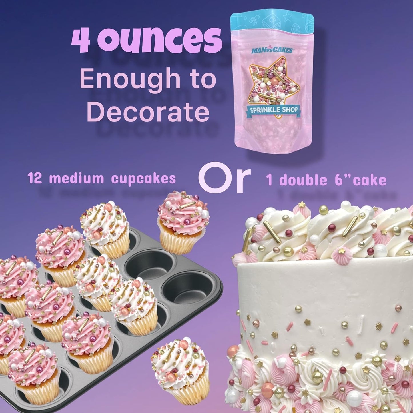 Manvscakes, Valentines, pink and purple sprinkles, cake sprinkles, sprinkles mix, cookie sprinkles, princess cake, cupcake decorations, gluten free, ice cream, edible