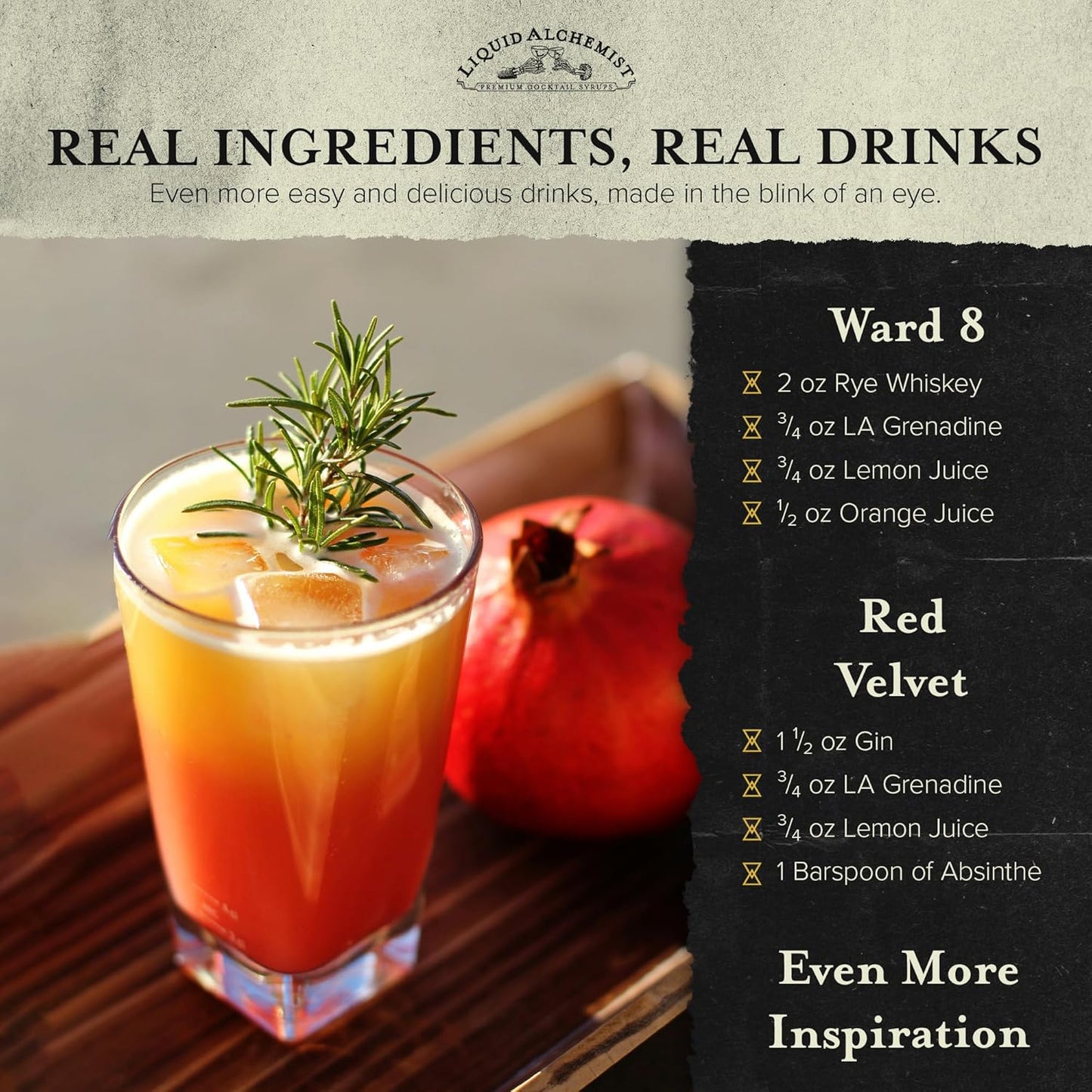 Liquid Alchemist Grenadine Syrup for Cocktails - Real Ingredients Make our Pomegranate Syrup the Perfect Shirley Temple Mix - Our Small Batch is Non-GMO, Gluten Free & Vegan (25 oz)