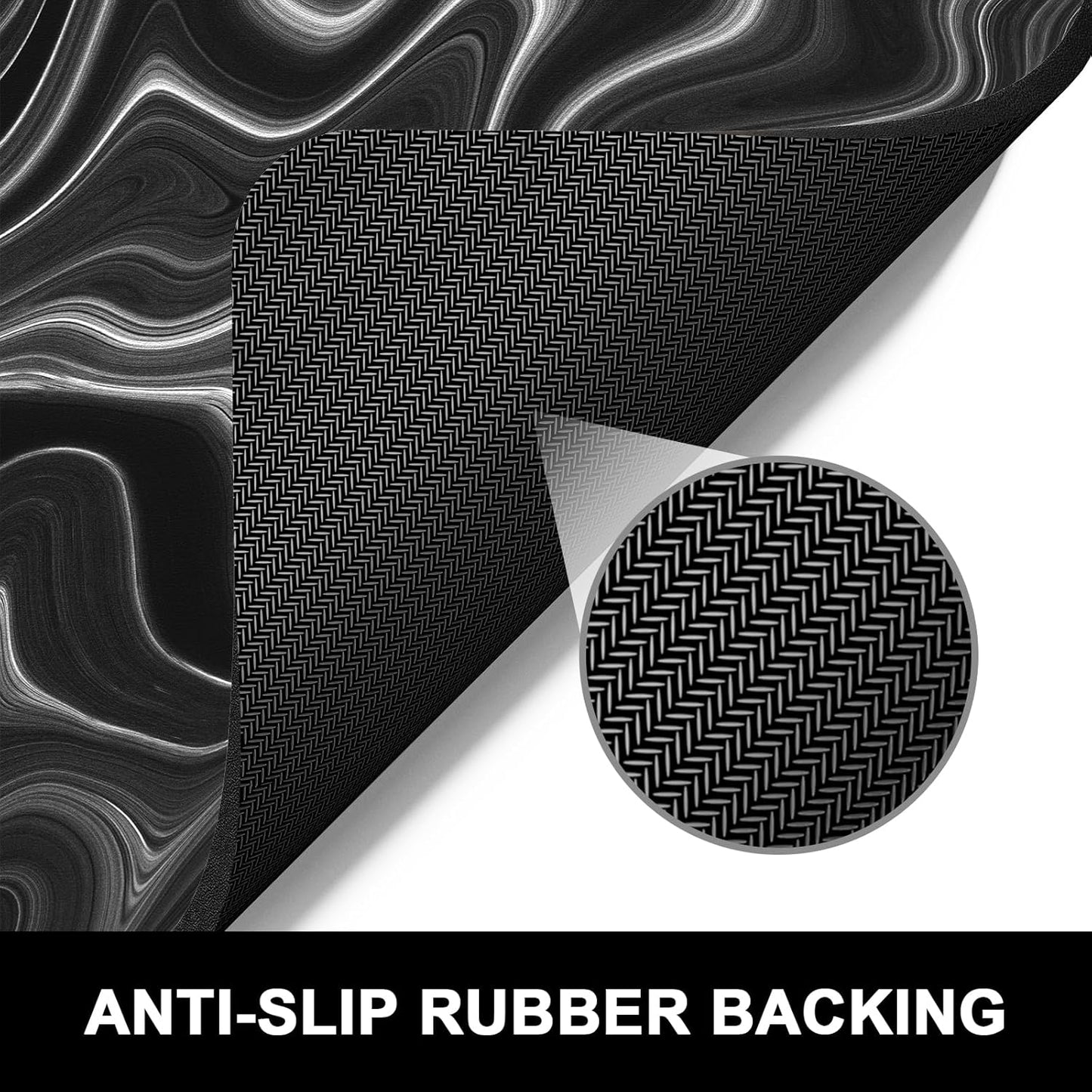 Rnivvi Dish Drying Mat for Kitchen Counter, 16 x 18" Cute Boho Theme Absorbent Heat Resistant Drying Pad with Non-slip Rubber, Coffee Bar Mats for Coffee Machine Dish Rack, Abstract Contour