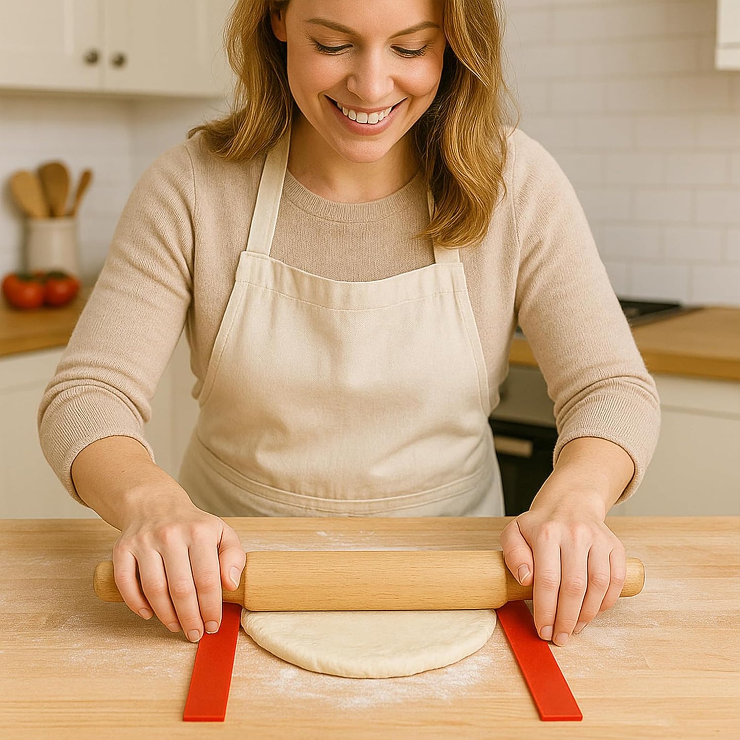 Set of 6 Rolling Pin Guides for Dough Thickness, 100% Silicone Pastry Ruler Baking Strip, Cookie Sticks, Guide Leveler, Measuring Size with Food Grade Precision, for Pastry Perfection, Length 19 Inch