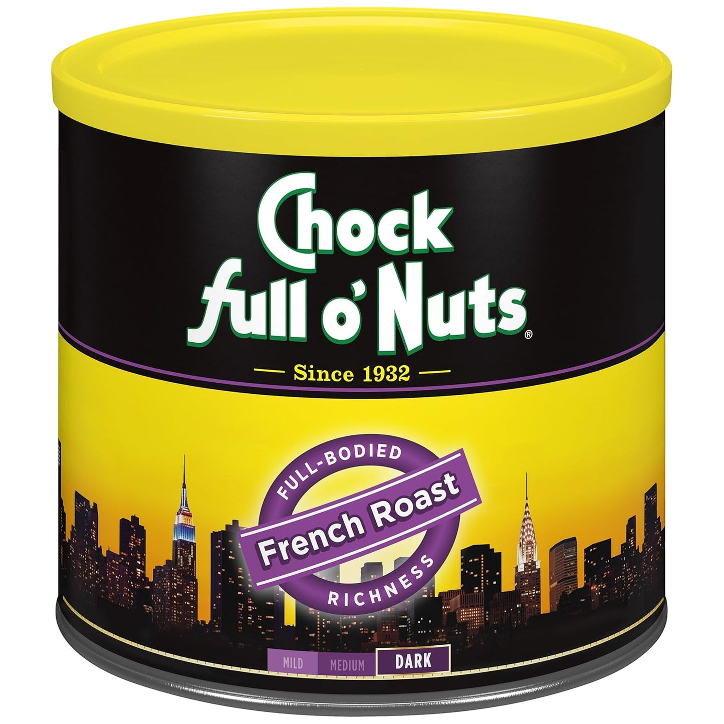 Chock full o’Nuts French Roast Ground Coffee – Premium Beans in Recyclable Steel Can – Rich Flavor & Aroma, Dark Roast – Perfect for Drip, Pour-Over, Percolator – 26 Oz Can