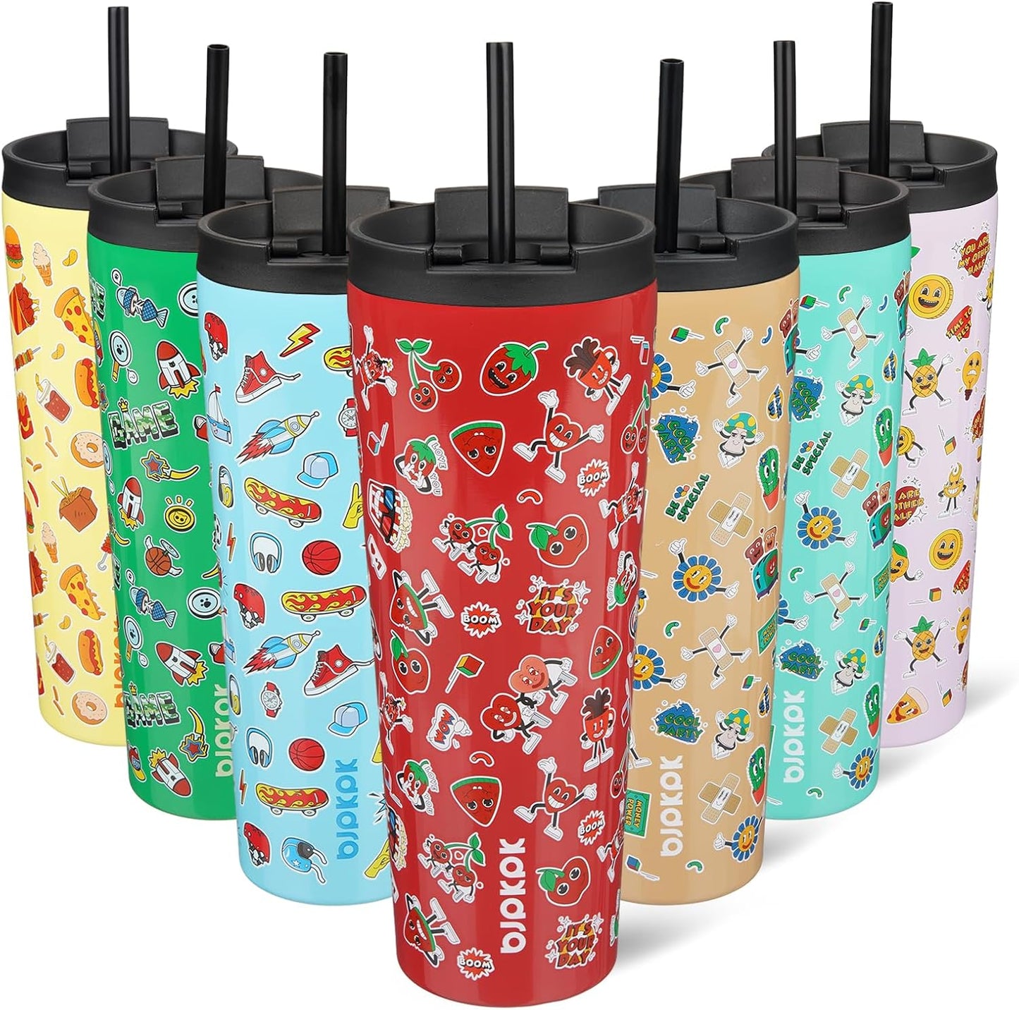 BJPKPK 26oz Tumbler With lid And Straw Stainless Steel Travel Coffee Mug Insulated Tumblers Cups,Passionate Red