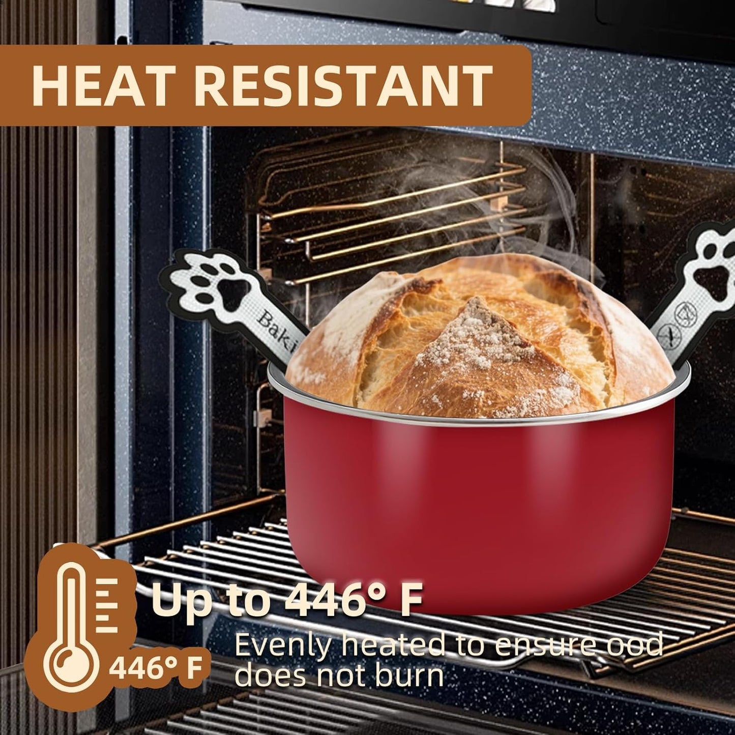 2-Pack Silicone Bread Sling for Dutch Oven – Fits 4–7 Qt Round Dutch Ovens – Heat Resistant Baking Mat with Handles, 0.7mm Thick, Oven Safe up to 446°F