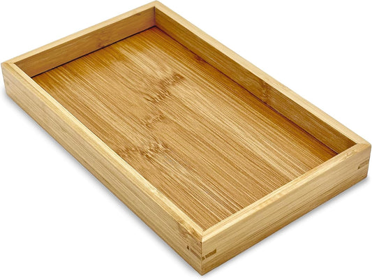 Bam & Boo - Natural Bamboo Serving Tray Modern Rectangular - for Food, Drinks, Decor, Vanity in Home, Kitchen, Bathroom, Coffee Table, Bed(X-Small, 9.8” x 5.9" x 1.2")