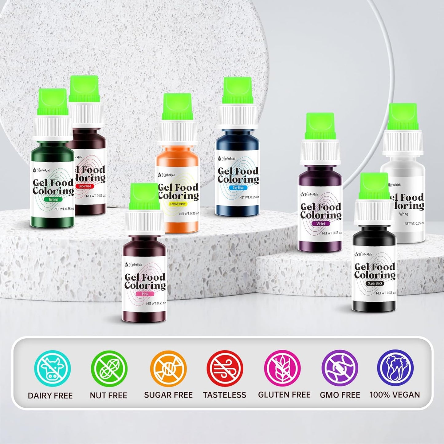 Gel Food Coloring 15 Colors x 0.35 oz Concentrated Gel Based Food Dye Vibrant Icing Colors Neon Edible Food Color for Icing Baking Cake Decorating Cookies Slime, 10g / Bottle