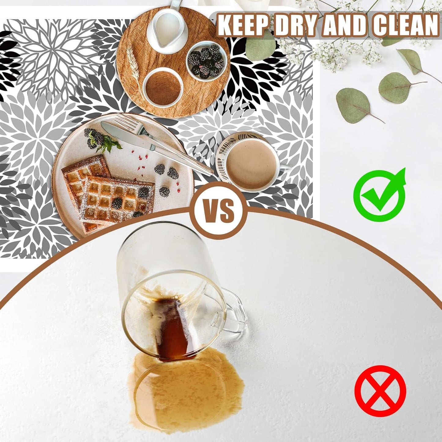 Dish Drying Mat Black and White Chrysanthemum Flower Coffee Bar Absorbent Rubber Backed Hide Stain Dish Drainer Rack Coffee Maker Pot Dining Room Decoration 15.7 x 23.6 Inch