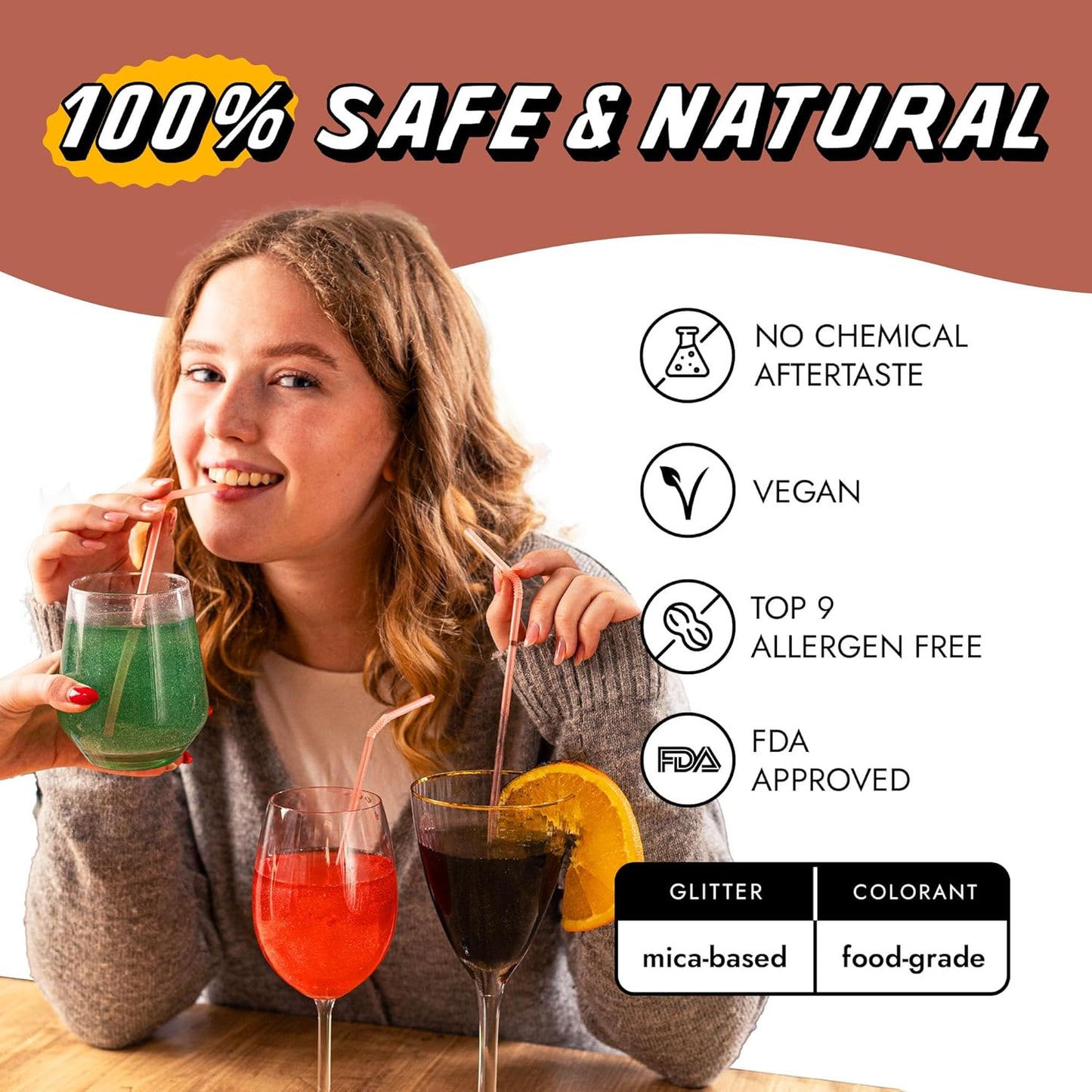 MONÉGASQUE Rose Gold Edible Glitter for Drinks 10g – Rose Gold Edible Glitter for Cakes – Halloween Chocolate, Cupcake, Strawberries, & Cake Decorations Sparkles – Cocktails & Drink Shimmer Powder