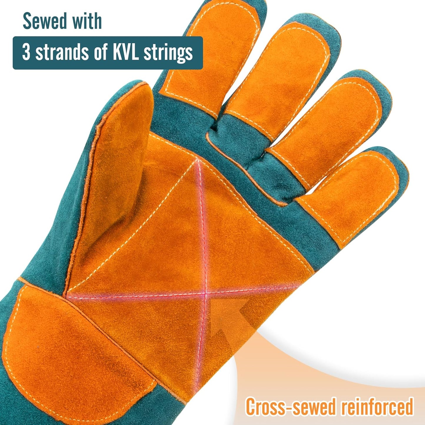BEETRO 932℉ Heat Resistant Forge/Mig/Stick Welding Gloves for Oven/Grill/Fireplace/Furnace/Stove/Pot Holder/Wood Burner