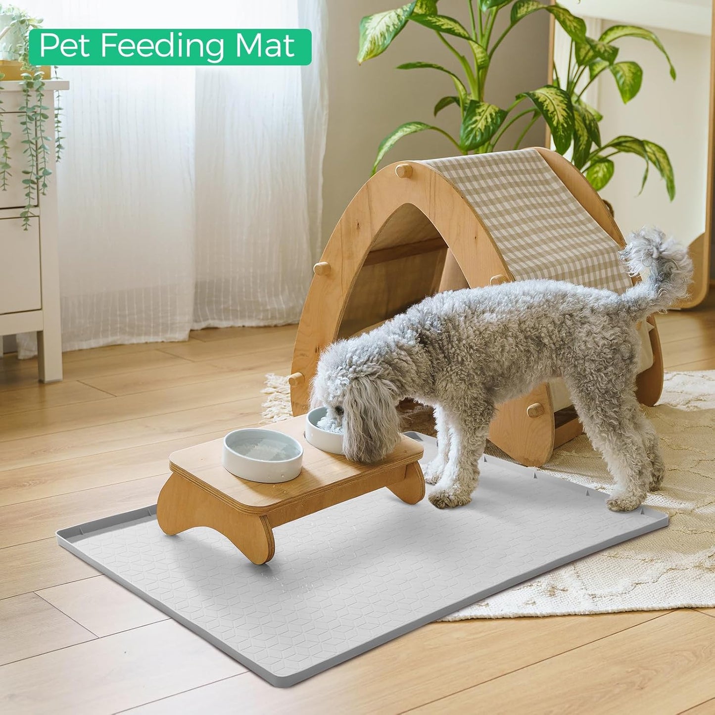 TRZZ Silicone Waterproof Under Sink Mat 28" x 22", Drip Tray and Cabinet Liner for Kitchen and Bathroom, Prevents Water Damage and Organizes Cabinets (Light Blue)