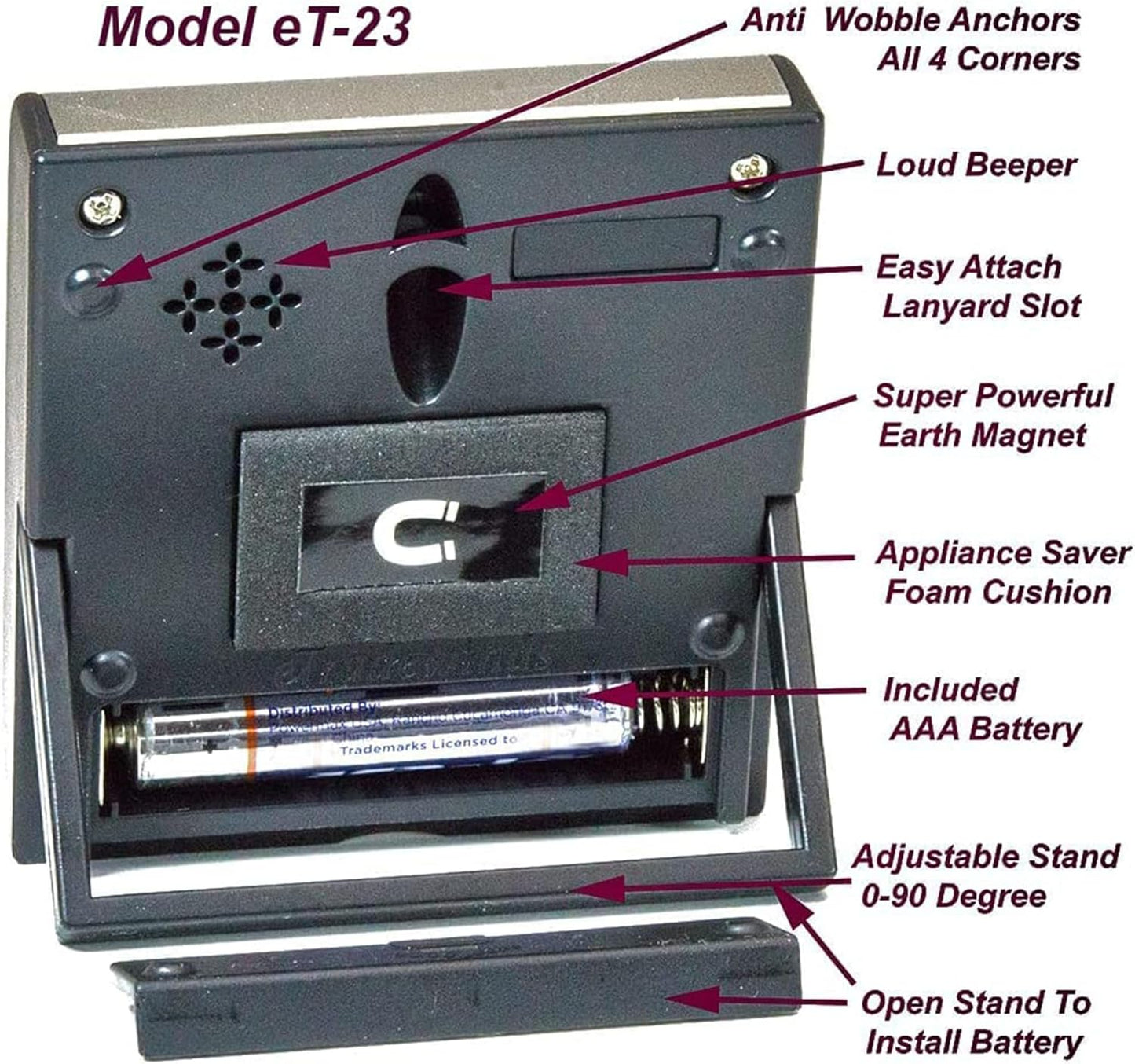 Elegant Digital Kitchen Timer - Stainless Steel Model eT-23, Super Strong Magnetic Back, Loud Alarm, Large Display, Auto Memory, Auto Shut-Off (12-Pack eT-23)