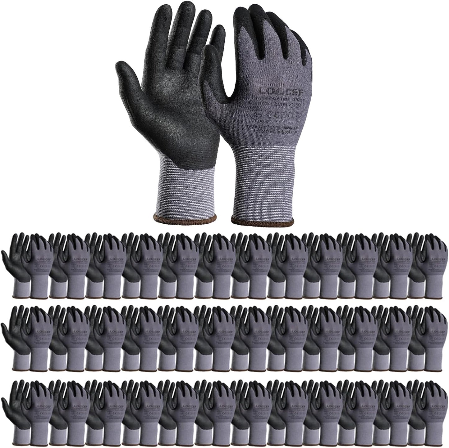 Safety Work Gloves MicroFoam Nitrile Coated-12 Pairs,Seamless Knit Nylon Gloves,Home Improvement,Micro-Foam Gloves