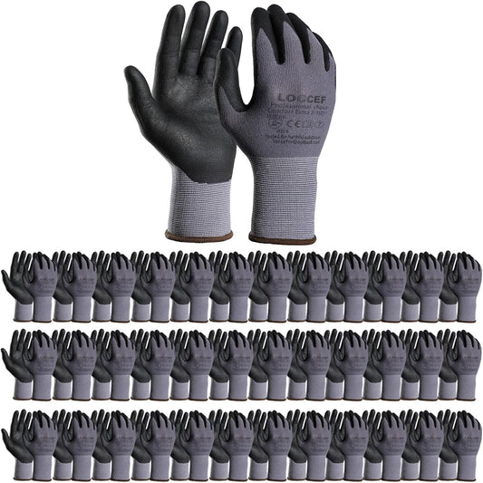 Safety Work Gloves MicroFoam Nitrile Coated-12 Pairs,Seamless Knit Nylon Gloves,Home Improvement,Micro-Foam Gloves