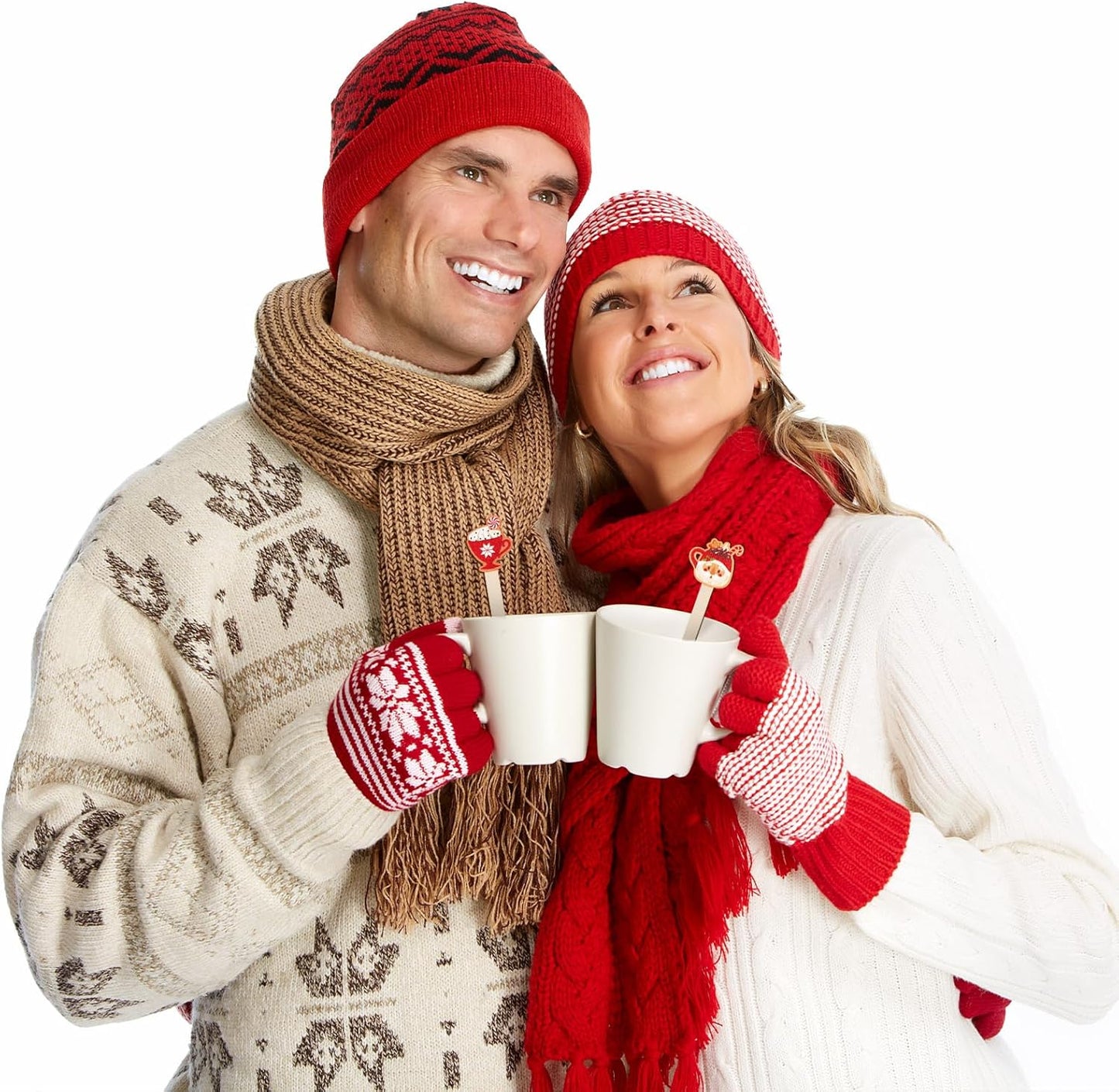 Jinei 120 Pcs Christmas Hot Chocolate Cup Coffee Stir Sticks Natural Wooden Disposable Drink Stirrers for Hot Chocolate Milkshake Cocktail Restaurant Home Office