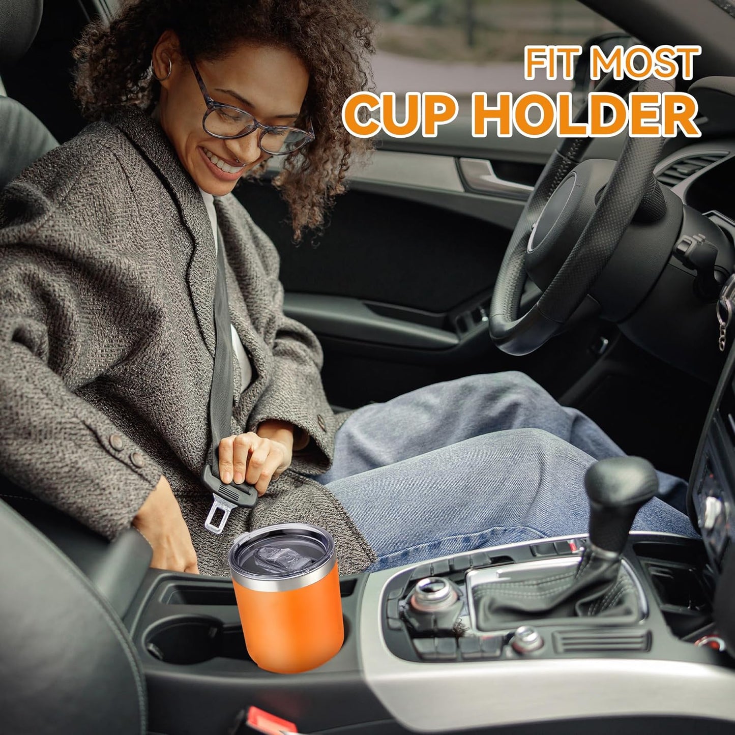 30 oz Tumbler with Lid Stainless Steel Tumblers Vacuum Insulated Cup Reusable Powder Coated Travel Mug Double Wall Leak Proof Portable Cups Keep Cold Drinks for 12 Hours, Orange, 1 Pack