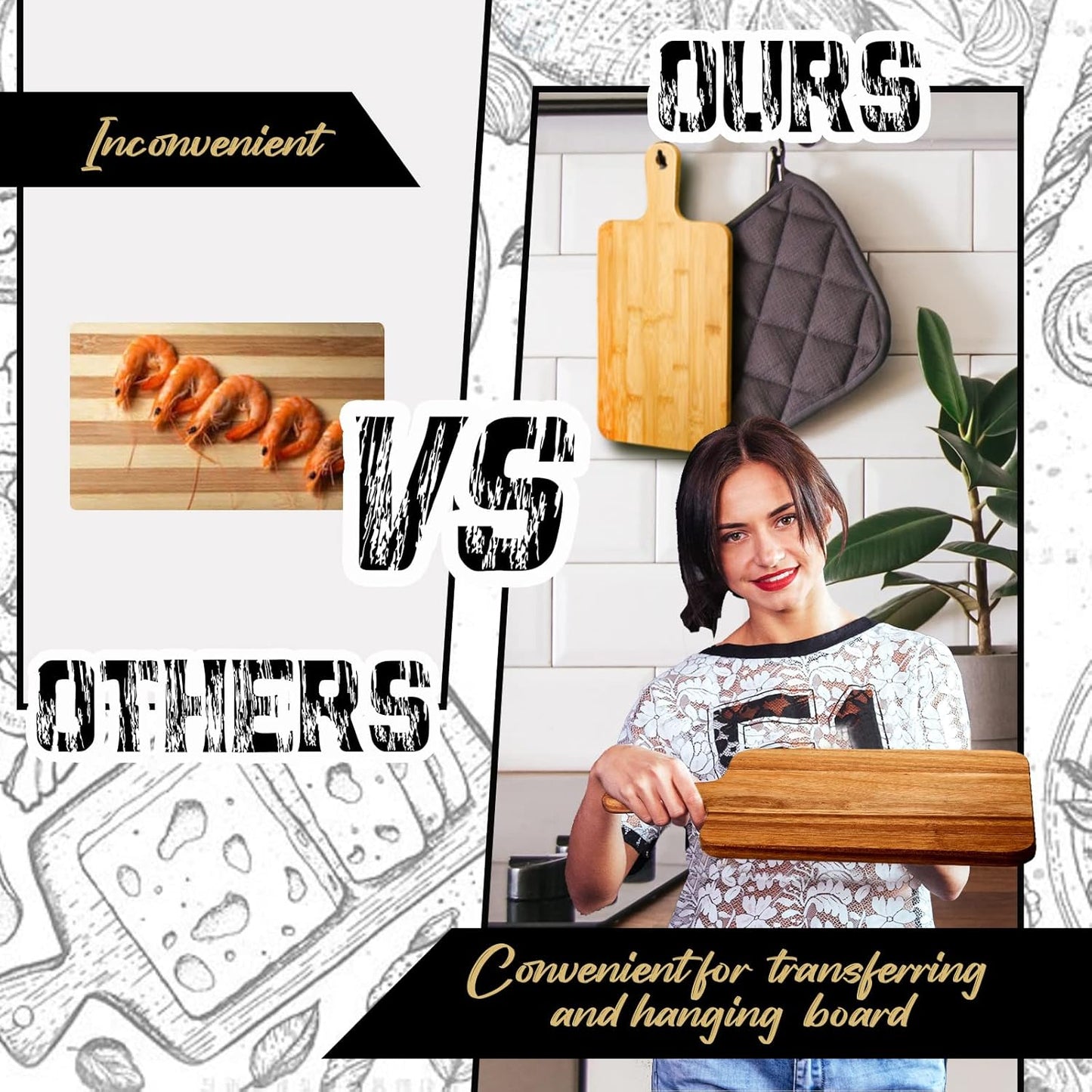 Nuenen 30 Pcs Wood Cutting Board with Handle 15.7 x 7.8 Inch Acacia Bamboo Wooden Serving Kitchen Chopping Boards for Pizza, Bread, Cheese, Charcuterie, Fruit, Vegetables (Acacia)