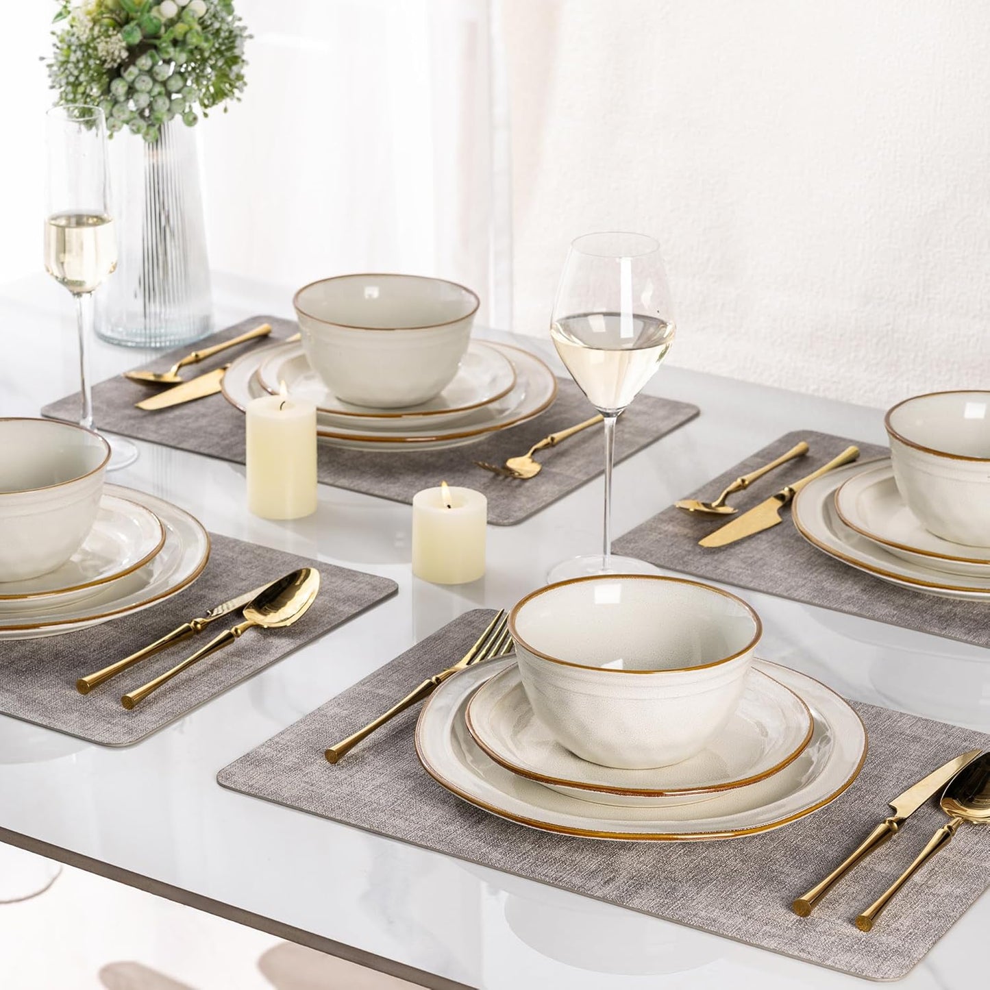 AmorArc Ceramic Dinnerware Sets,Stoneware Handmade Reactive Glaze Plates and Bowls Sets,Chip and Crack Resistant | Dishwasher & Microwave Safe,Dishes Set Service for 6 (18pc)