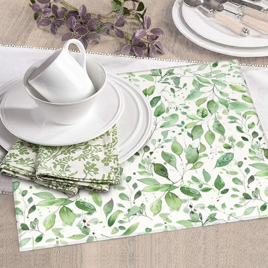 Green Leaves Dish Drying Mat, Highly Absorbent Microfiber Kitchen Counter Pad Reusable Washable, 16*18"