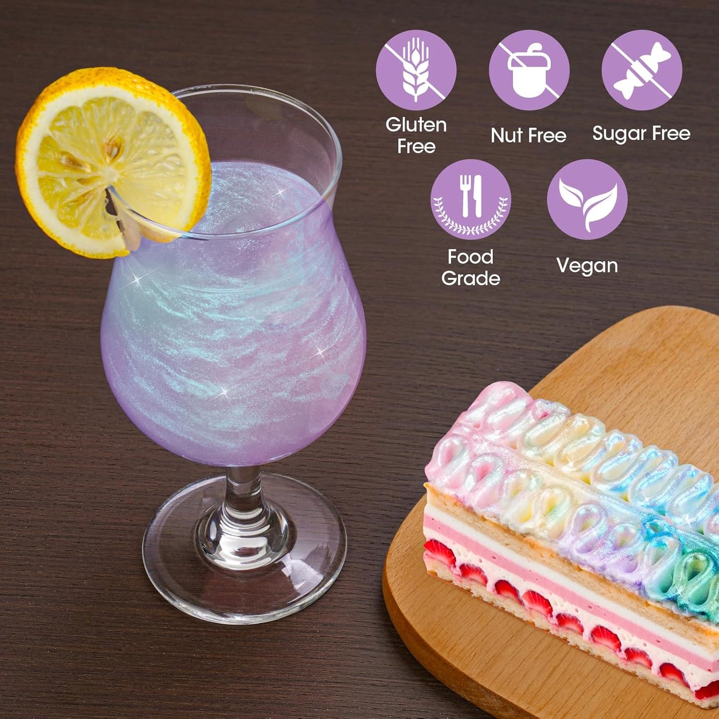 NiHome 0.18oz/5g Edible Food-Grade Glimmer Powder Glitter Luster Dust Metallic Food Decorating Sprinkle Dust for Drink Wine Beverage Cake Candy Dessert Bakery Restaurant Vegan (Iridescent Purple)