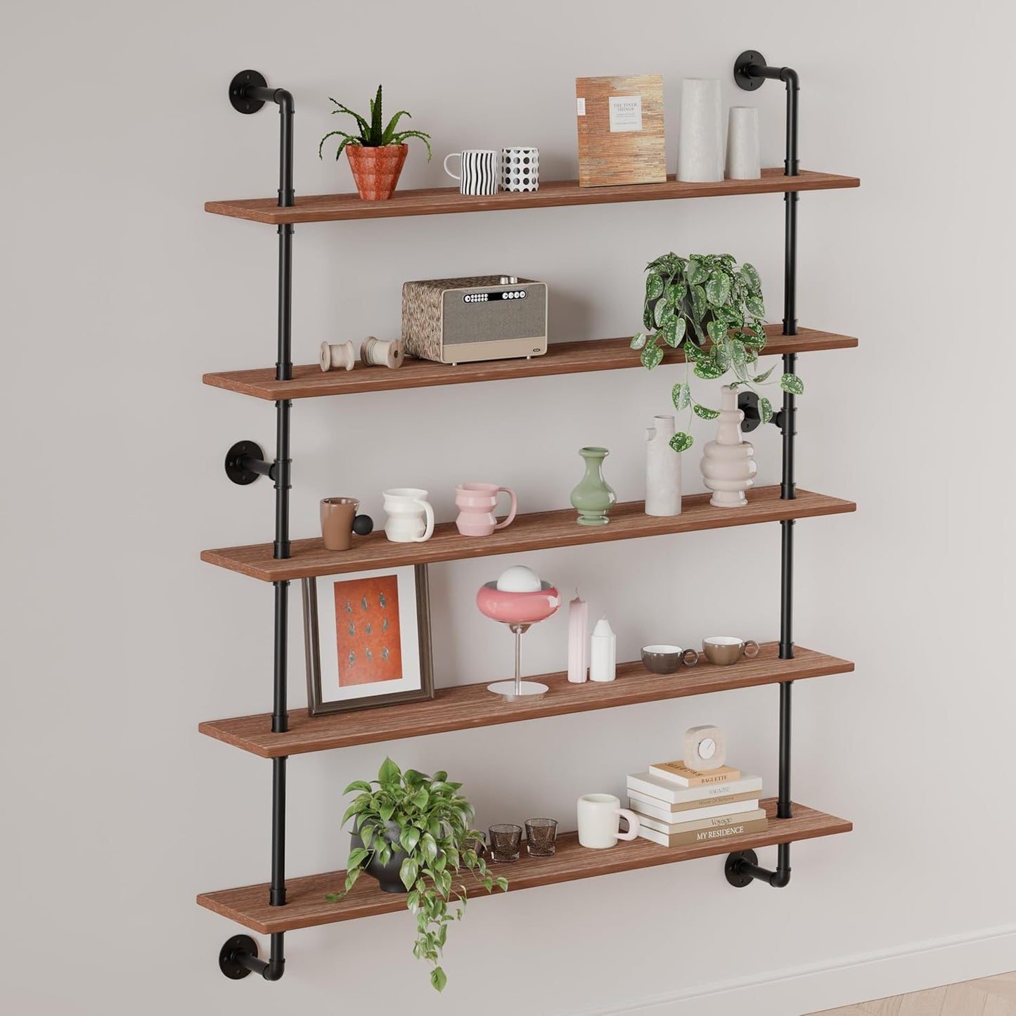 Floating Shelves for Wall Living Room Shelves Bookshelf Industrial Pipe Shelving Shelf Real Wood Planks 36 inch Rustic Wall Shelves Hanging Bookshelves Farmhouse Kitchen Bar Shelving