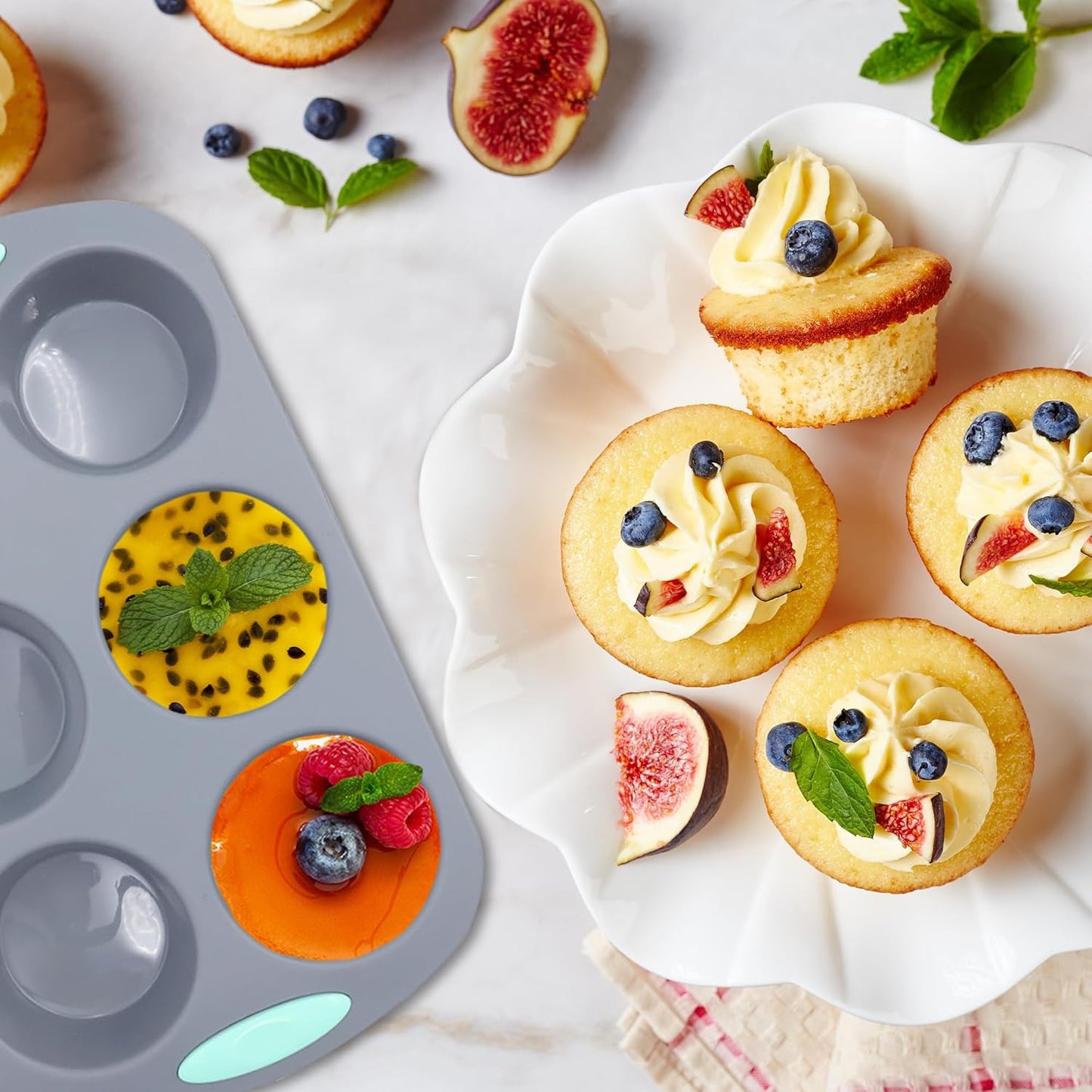 Tongjude 8 Pieces Silicone Donut Pans, Nonstick Silicone Muffin Pans, Heat Resistant Kitchen Oven Baking Cups, Dishwasher Safe and Microwave Safe, Grey