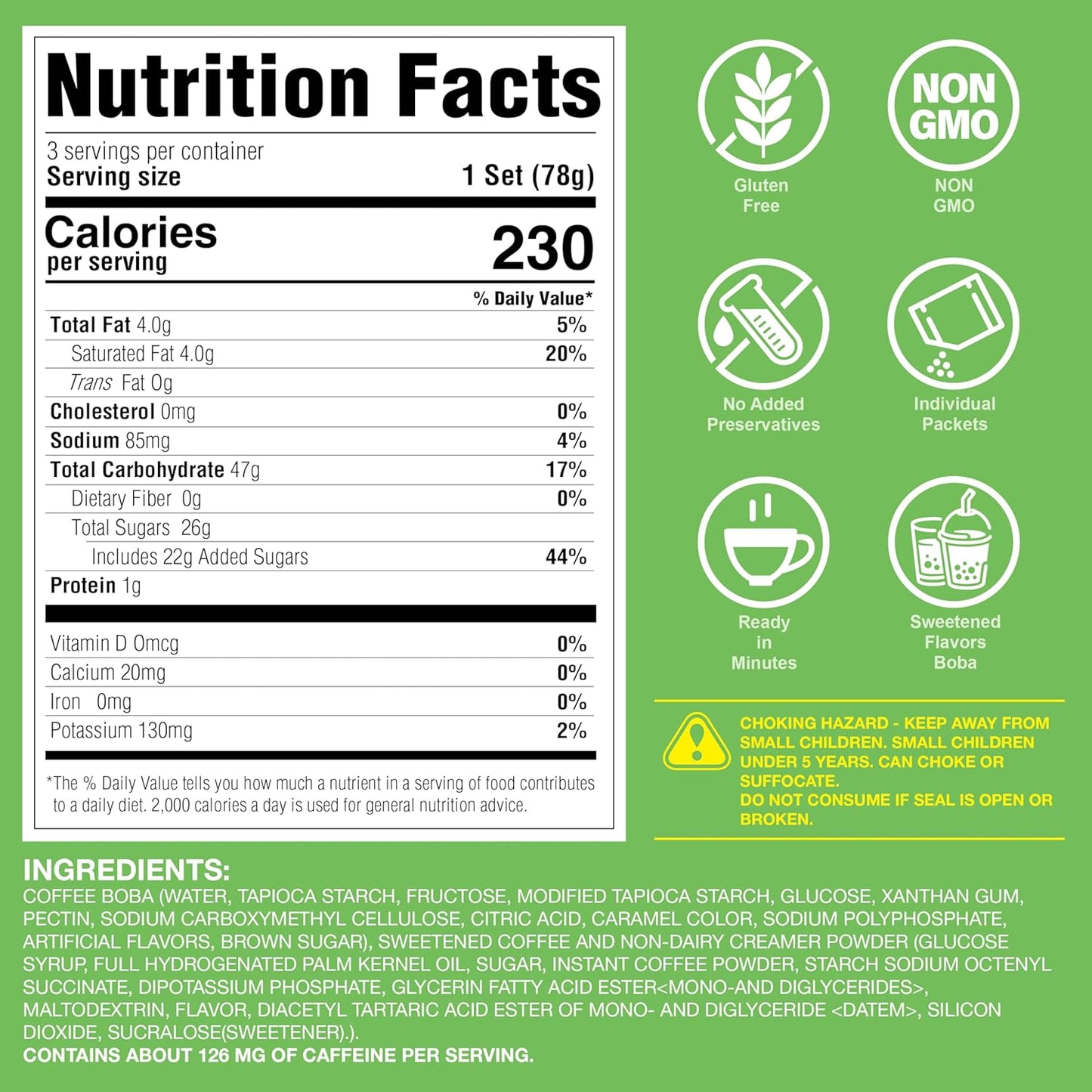 J WAY Instant Vietnamese Coffee Kit with Authentic Brown Sugar Tapioca Boba, Ready in Under One Minute, Paper Straws Included - 3 Servings