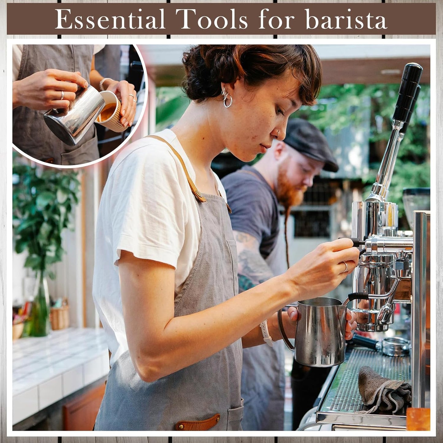 Dandat 6 Pcs Milk Frothing Pitcher Espresso Steaming Pitchers 12 Oz Stainless Steel Milk Steamer Cup Frother Jug for Espresso, Latte Art, Chai Cappuccino Hot Chocolate