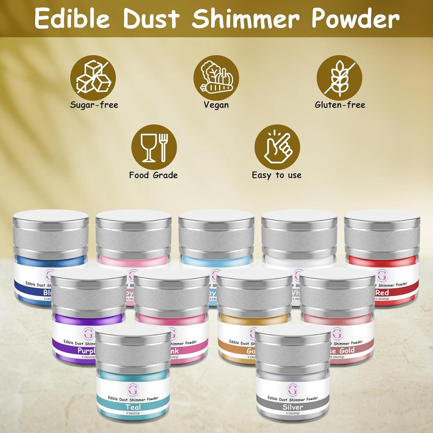 Glitter & Glitz Edible Glitter for Drinks - Premium Drink Glitter Edible Dust for Cocktails, Baking, Brew, Champagne - Luster Dust and Cocktail Glitter - Edible Glitter for Drinks Decoration (Purple, 5Grams)