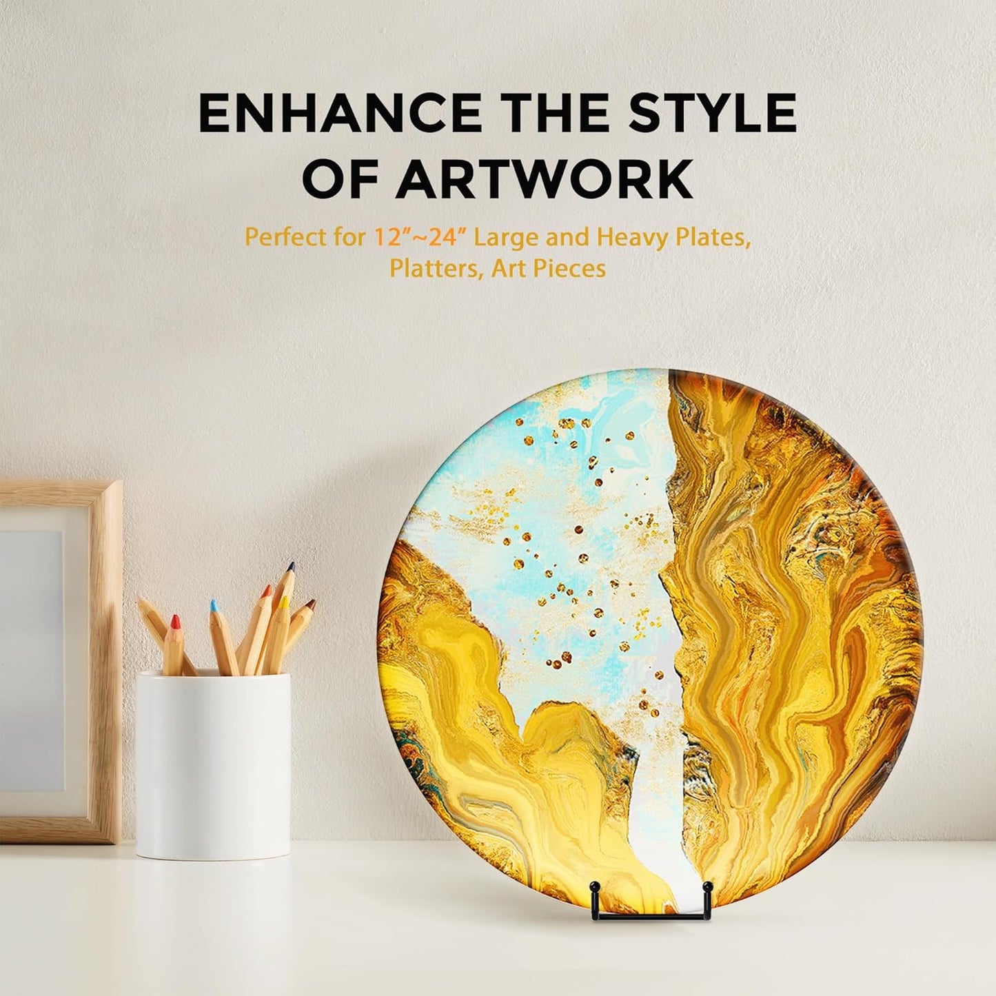 TR-LIFE 12 Inch Plate Stands for Large Heavy Duty Display - Metal Picture Frame Holder Stand + Table Top Easels for Decorative Platter, Book, Plaque, Photo (2 Pack)