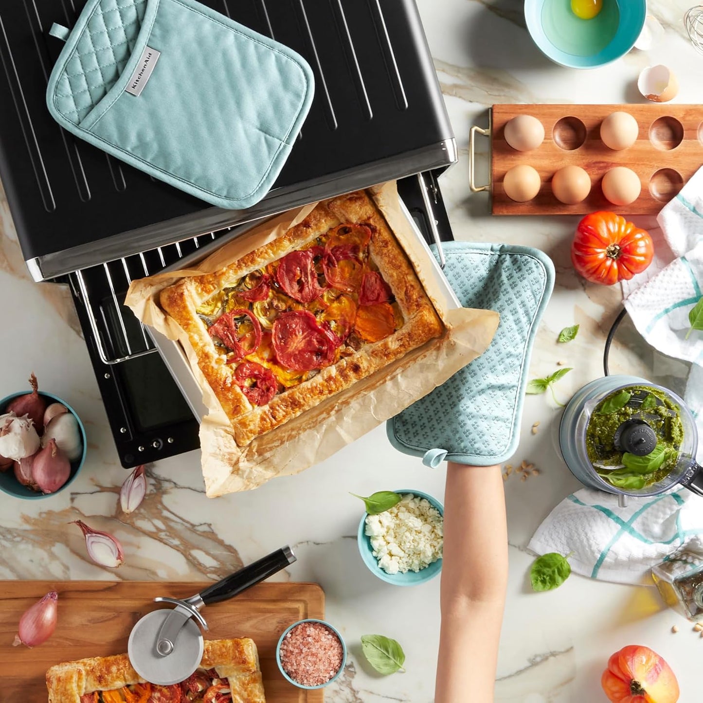 KitchenAid Asteroid Pot Holder 2-Pack Set, Mineral Water, 7"x10"